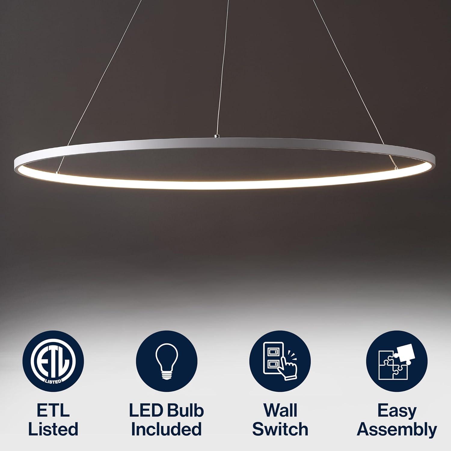 imageJONATHAN Y JYL7203A Brice 2375 Round Integrated LED Metal Pendant Chandelier Modern Contemporary Transitional Dining Room Living Room Kitchen Foyer Bedroom Hallway Matte BlackMatte White