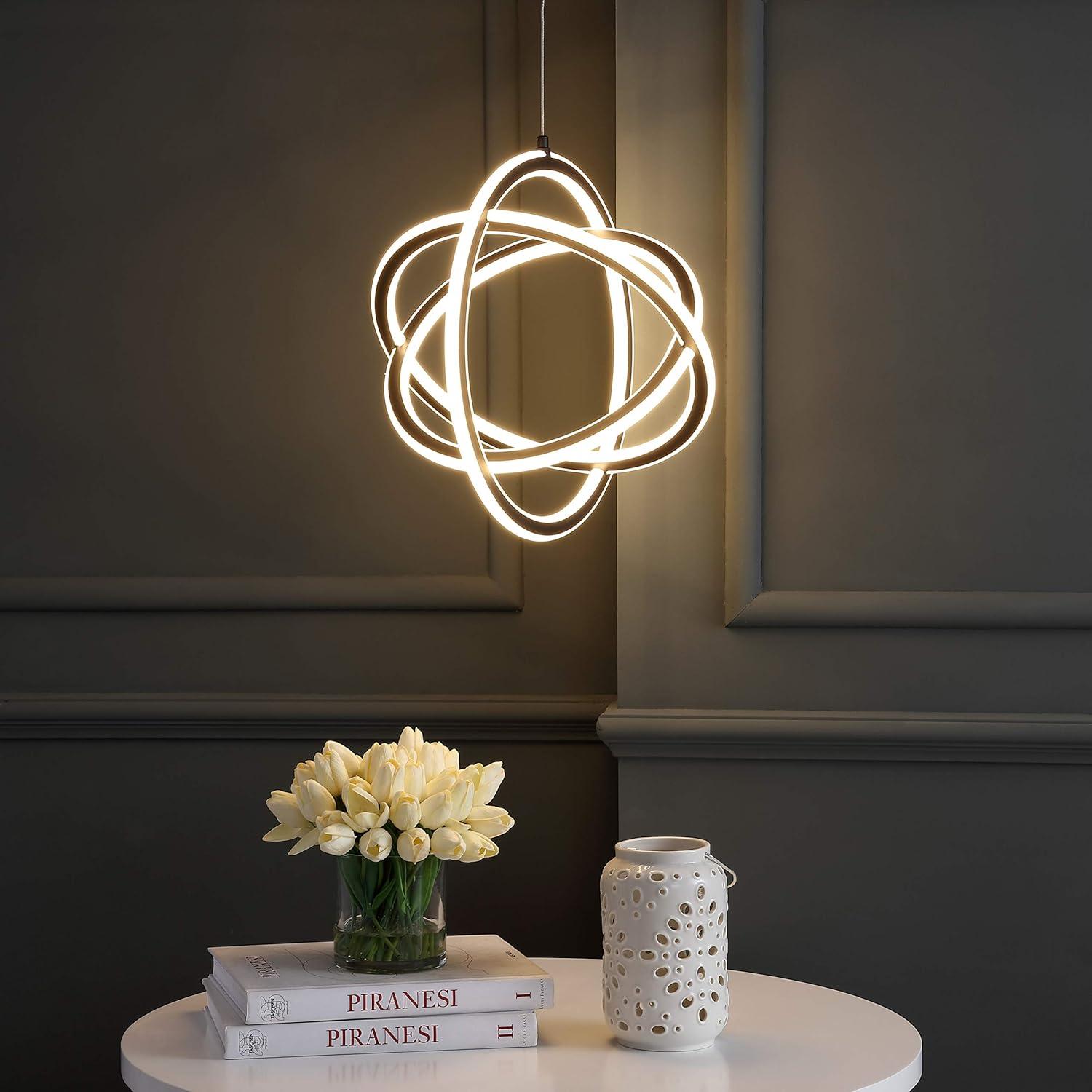 imageJONATHAN Y JYL7211A Orbit 165quot Adjustable Integrated LED Metal Pendant Contemporary Dimmable Dining Room Living Room Kitchen Commercial Office Black