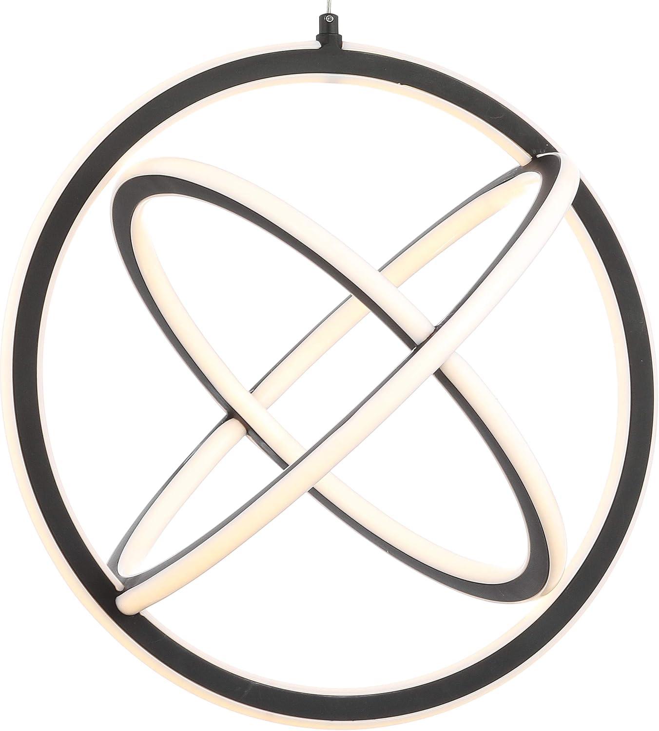 imageJONATHAN Y JYL7211A Orbit 165quot Adjustable Integrated LED Metal Pendant Contemporary Dimmable Dining Room Living Room Kitchen Commercial Office Black