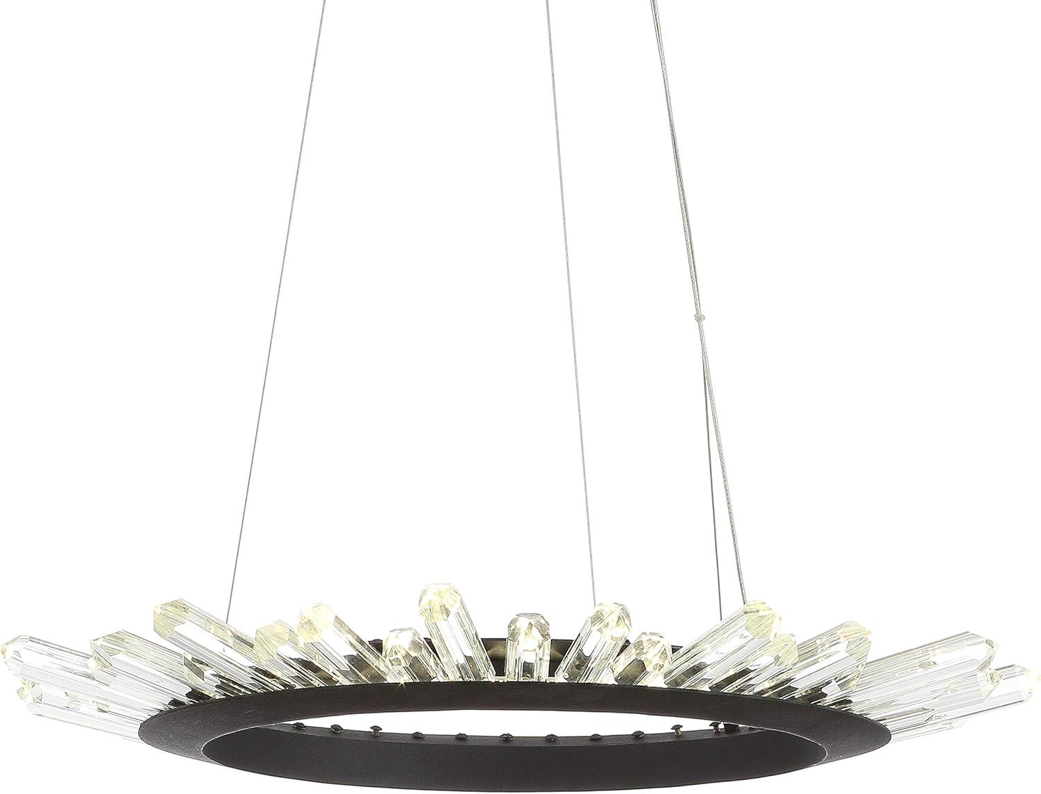 imageJONATHAN Y JYL7212A Elsa 24quot Adjustable Integrated LED Modern Crystal Pendant Modern Contemporary 4000K 21W Builtin Light for Kitchen Hallway Bathroom Commercial Office Closet BlackClear