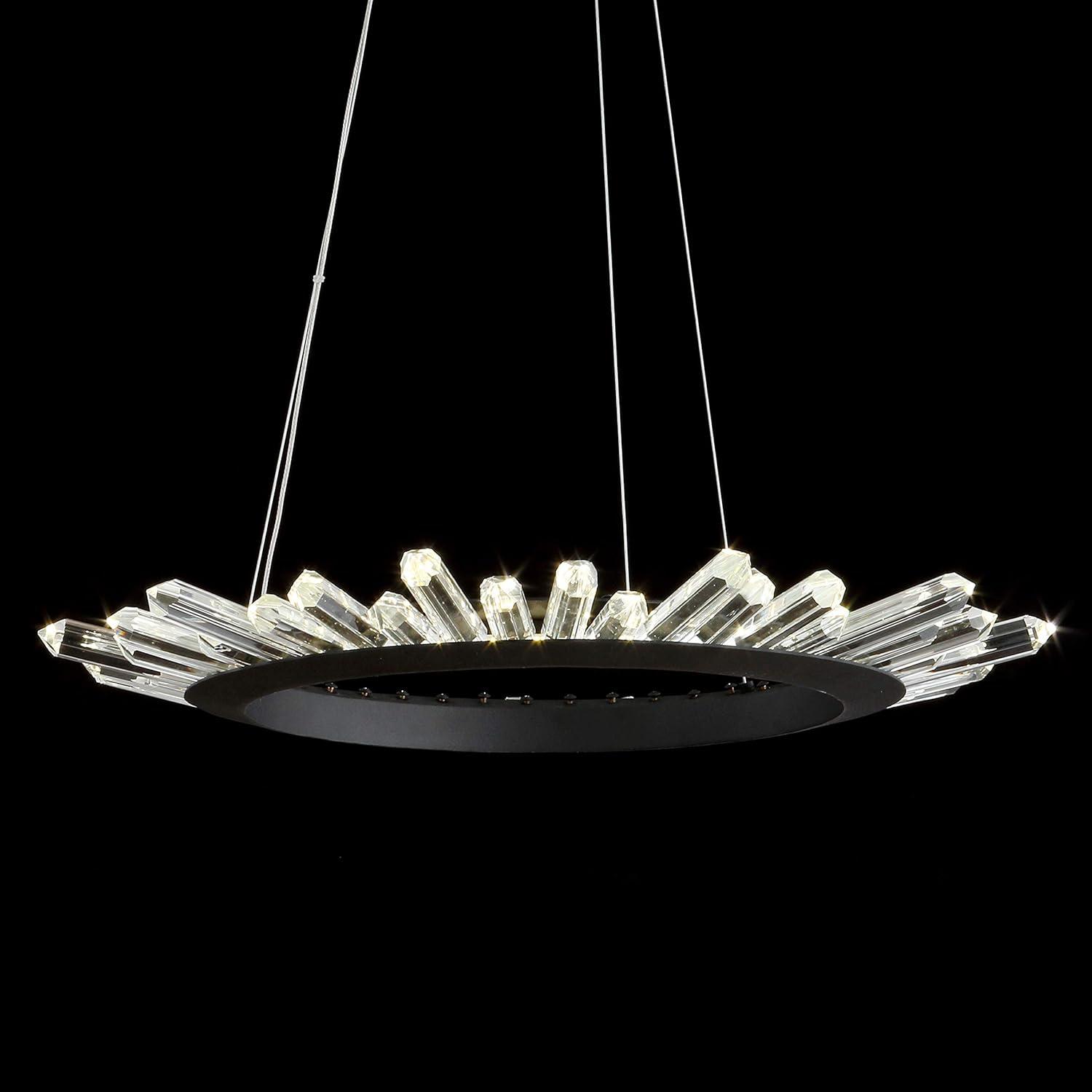 imageJONATHAN Y JYL7212A Elsa 24quot Adjustable Integrated LED Modern Crystal Pendant Modern Contemporary 4000K 21W Builtin Light for Kitchen Hallway Bathroom Commercial Office Closet BlackClear