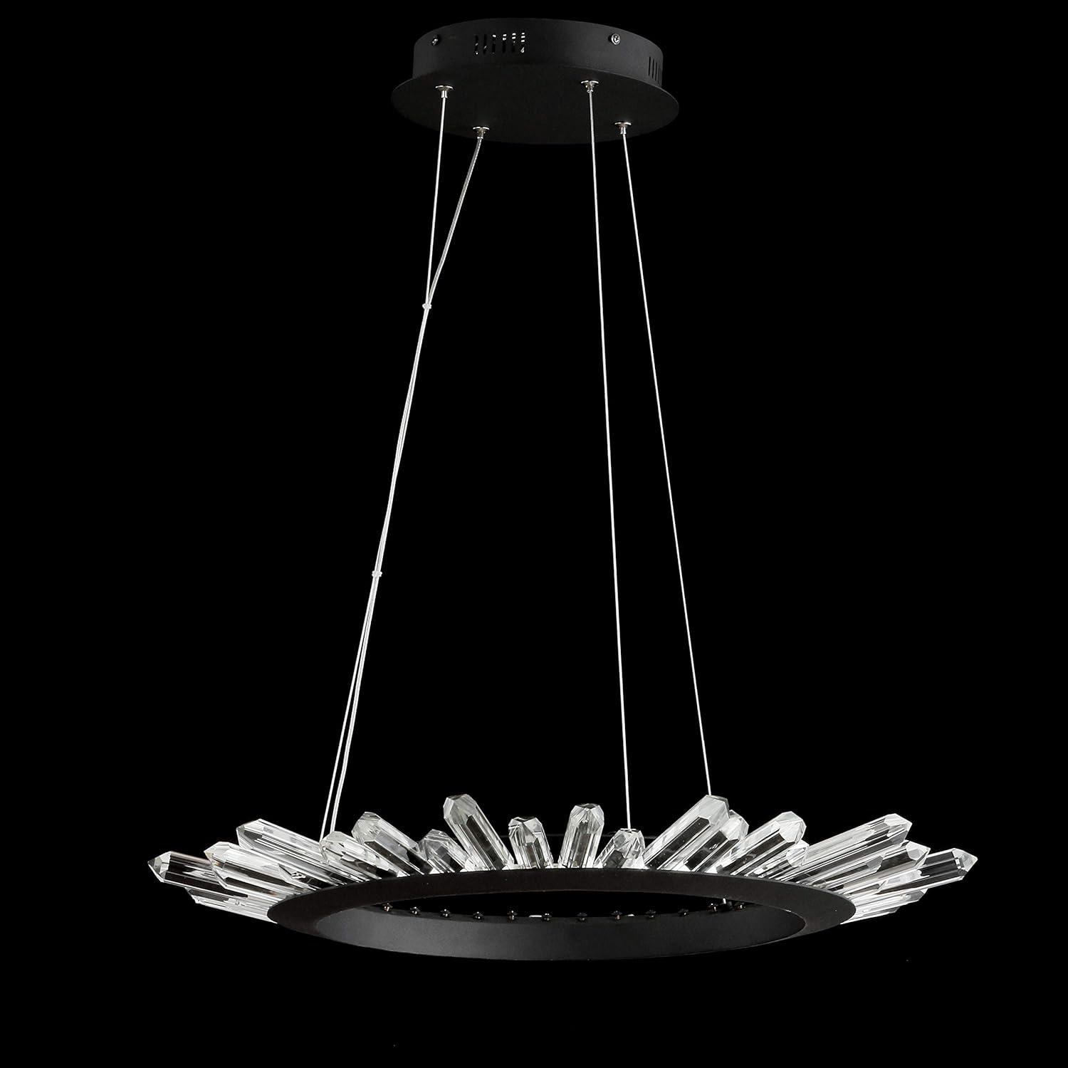 imageJONATHAN Y JYL7212A Elsa 24quot Adjustable Integrated LED Modern Crystal Pendant Modern Contemporary 4000K 21W Builtin Light for Kitchen Hallway Bathroom Commercial Office Closet BlackClear