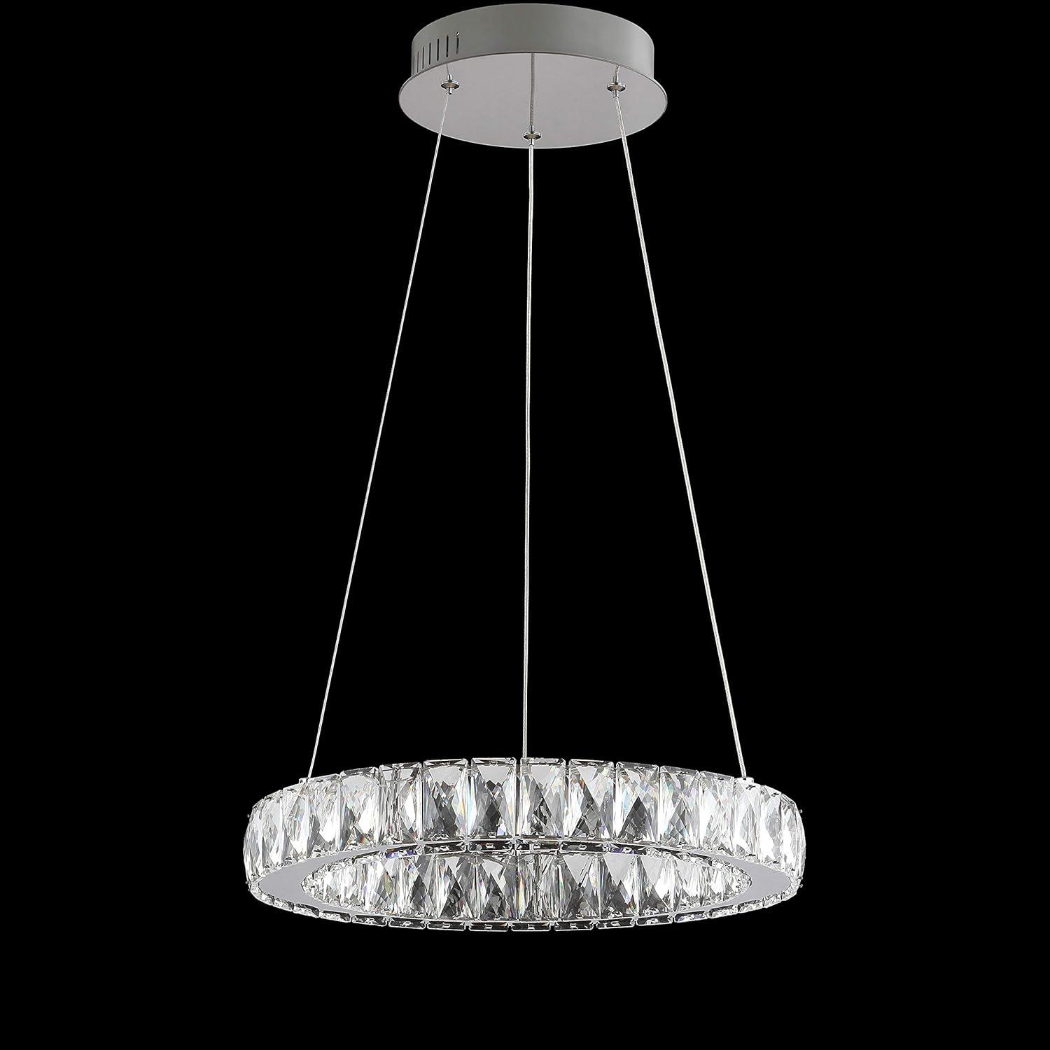 imageJONATHAN Y JYL7218A Reese 157quot Adjustable Integrated LED MetalCrystal Chandelier Contemporary Glam 4000K 24W Builtin Light for Kitchen Hallway Bathroom Commercial Office Living Room ChromeClear