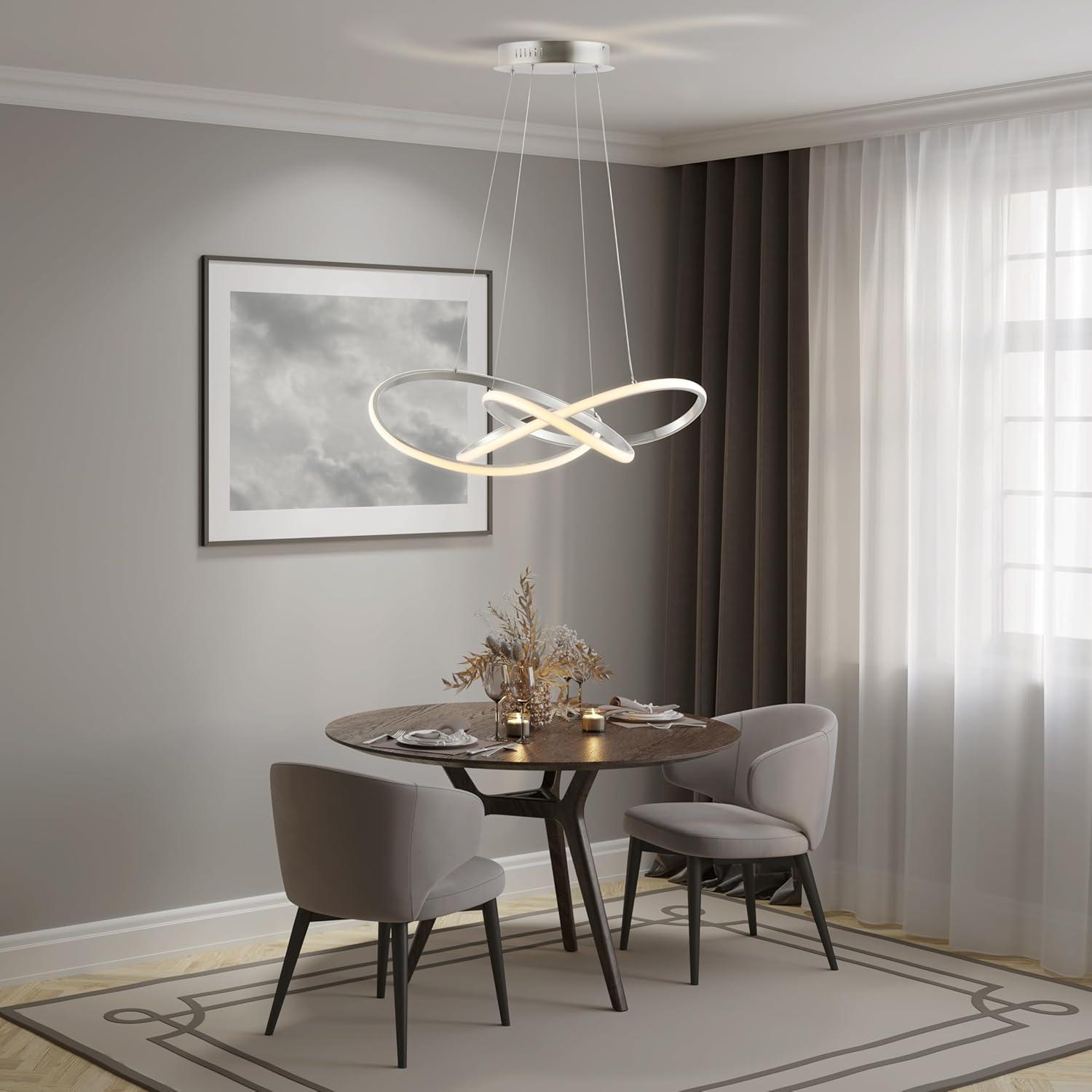 imageJONATHAN Y JYL7219B Alexia 25quot Abstract Integrated LED Metal Adjustable Pendant Modern Contemporary Office Living Room Family Room Dining Room Bedroom Hallway Foyer Gold PaintingSilver Painting