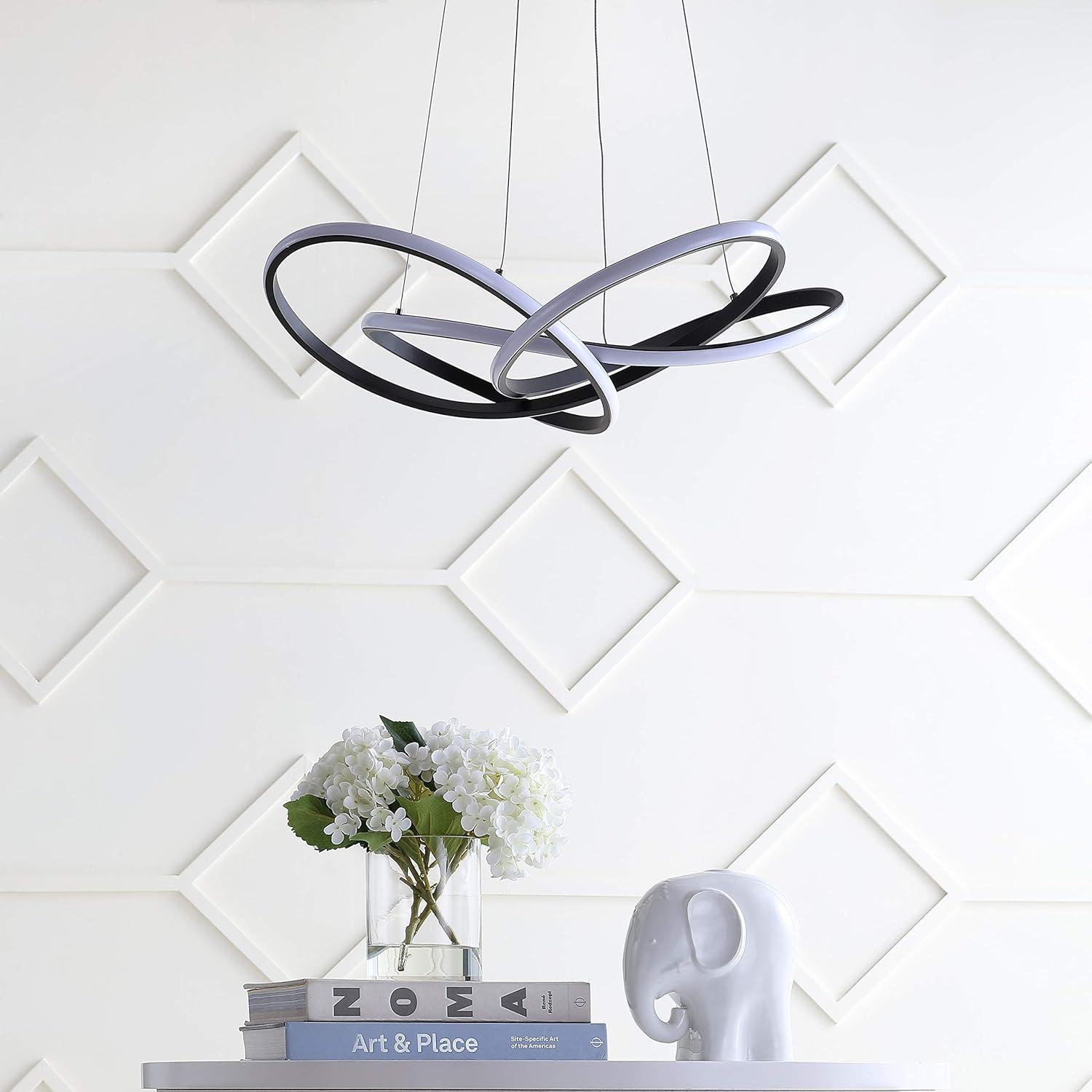 imageJONATHAN Y JYL7219B Alexia 25quot Abstract Integrated LED Metal Adjustable Pendant Modern Contemporary Office Living Room Family Room Dining Room Bedroom Hallway Foyer Gold PaintingBlack