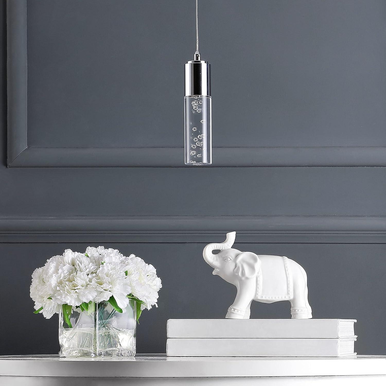 imageJONATHAN Y JYL7221B Bolha 475quot Bubble Acrylic Iron Modern Minimalist Integrated LED Pendant Classic Contemporary Glam 4000K 5W Light for Kitchen Hallway Bathroom Living Room 1 Bulb Brass GoldChrome