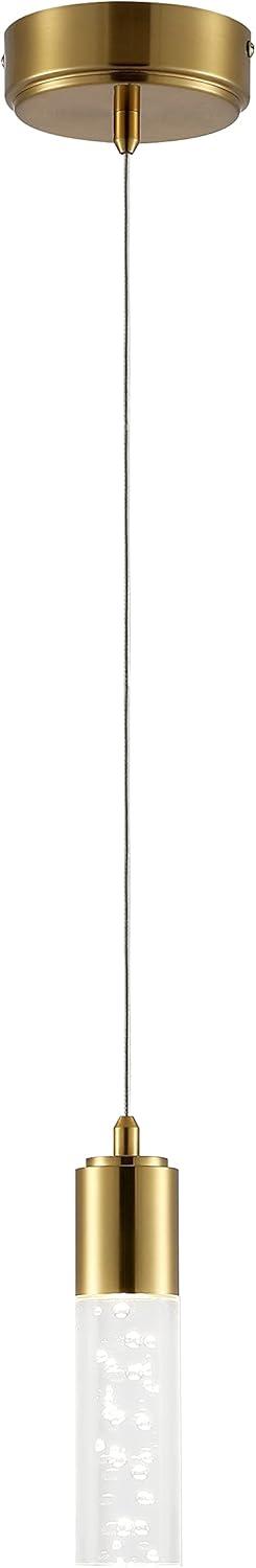 imageJONATHAN Y JYL7221B Bolha 475quot Bubble Acrylic Iron Modern Minimalist Integrated LED Pendant Classic Contemporary Glam 4000K 5W Light for Kitchen Hallway Bathroom Living Room 1 Bulb Brass GoldBrass Gold