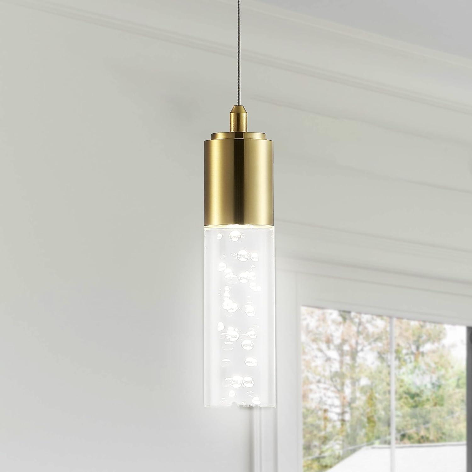 imageJONATHAN Y JYL7221B Bolha 475quot Bubble Acrylic Iron Modern Minimalist Integrated LED Pendant Classic Contemporary Glam 4000K 5W Light for Kitchen Hallway Bathroom Living Room 1 Bulb Brass GoldBrass Gold