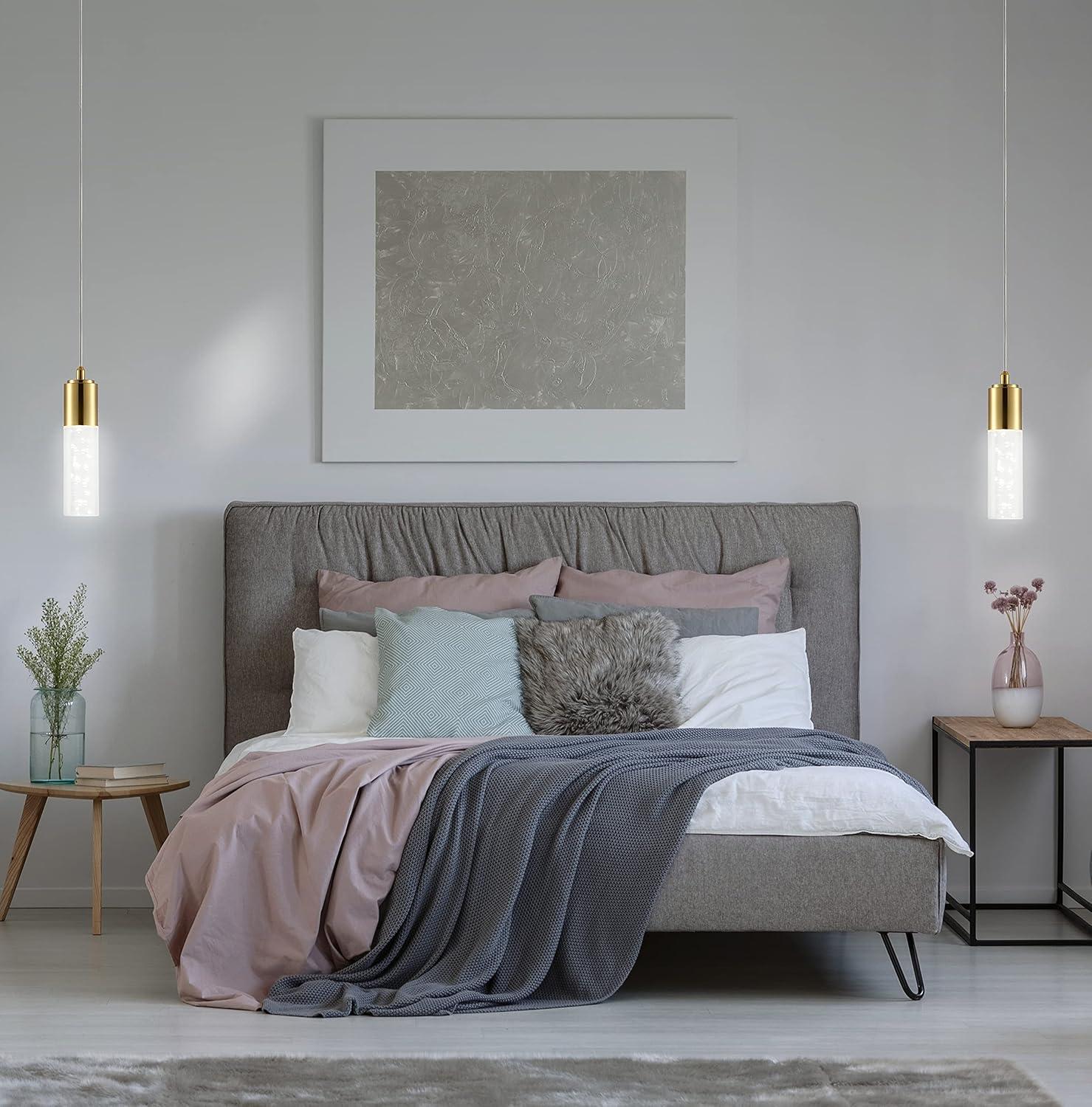 imageJONATHAN Y JYL7221B Bolha 475quot Bubble Acrylic Iron Modern Minimalist Integrated LED Pendant Classic Contemporary Glam 4000K 5W Light for Kitchen Hallway Bathroom Living Room 1 Bulb Brass GoldBrass Gold