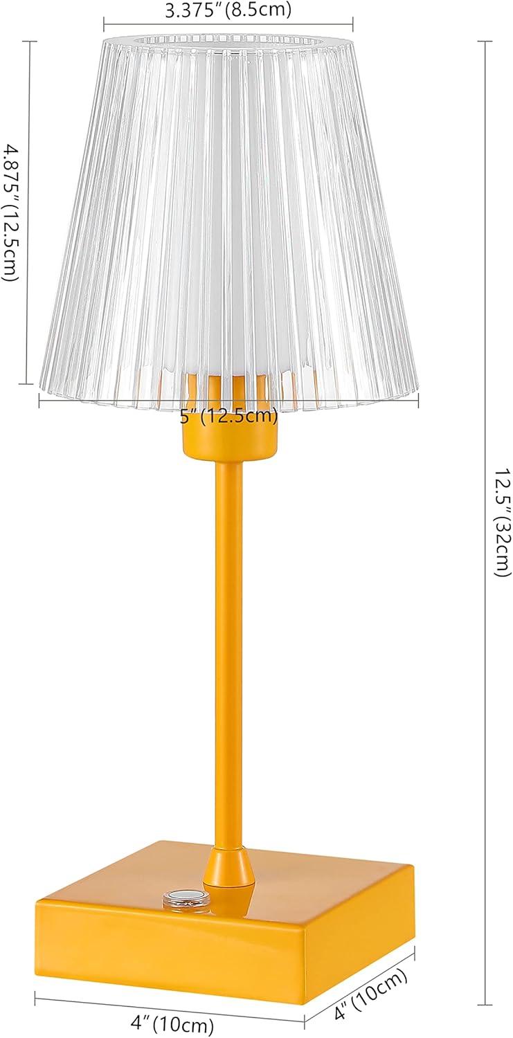 imageJONATHAN Y JYL7225C Oscar 125quot Modern Industrial RechargeableCordless Portable IronAcrylic Integrated LED Table Lamp with Ribbed Shade Classic Contemporary Bedside Desk Nightstand Lamp OrangeOrange