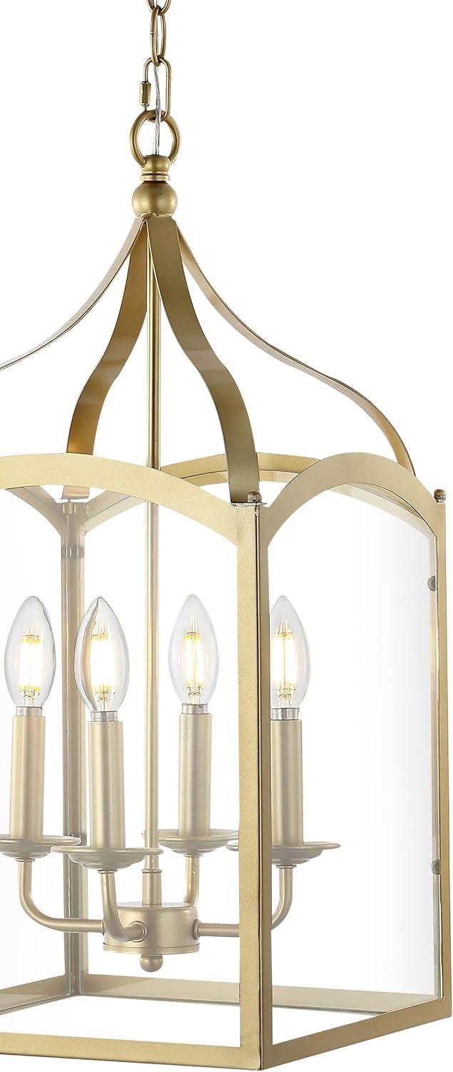 imageJONATHAN Y JYL7403C Ruth 11quot 4 Light Traditional Classic Lantern MetalGlass LED Pendant Modern Industrial Farmhouse Dining Room Living Room Kitchen Foyer Bedroom Hallway GoldGold