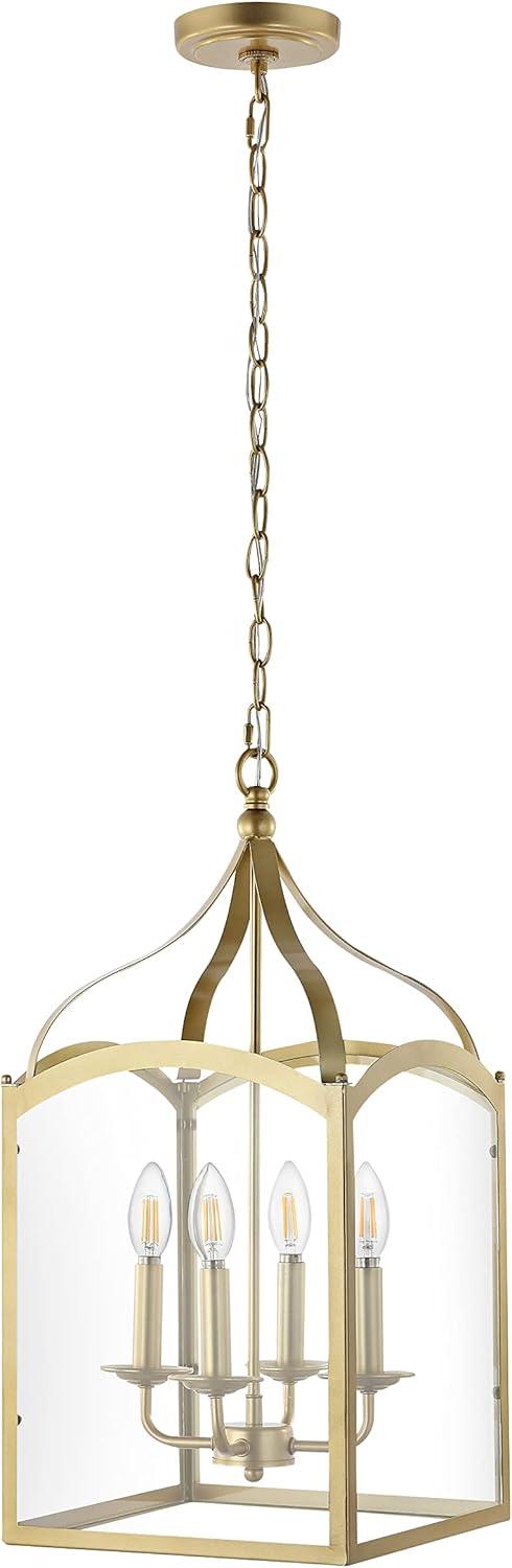 imageJONATHAN Y JYL7403C Ruth 11quot 4 Light Traditional Classic Lantern MetalGlass LED Pendant Modern Industrial Farmhouse Dining Room Living Room Kitchen Foyer Bedroom Hallway GoldGold