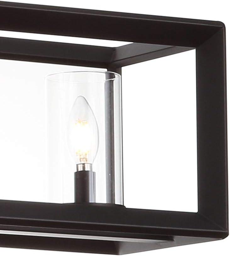 imageJONATHAN Y JYL7414A Anna 385quot Linear 5Light MetalGlass LED Pendant Contemporary Transitional Traditional Dimmable Dining Room Living Room Kitchen Foyer Bedroom Hallway Oil Rubbed BronzeClearOil Rubbed BronzeClear