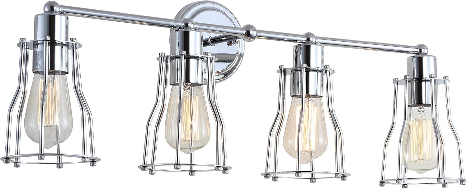 imageJONATHAN Y JYL7415A Evelyn 513quot 1Light Metal Industrial Vanity Light Contemporary Transitional Reversible 2200K Edison 25W Bulb Included for Bathroom Hallway Living Room Bedroom Mirror ChromeChrome