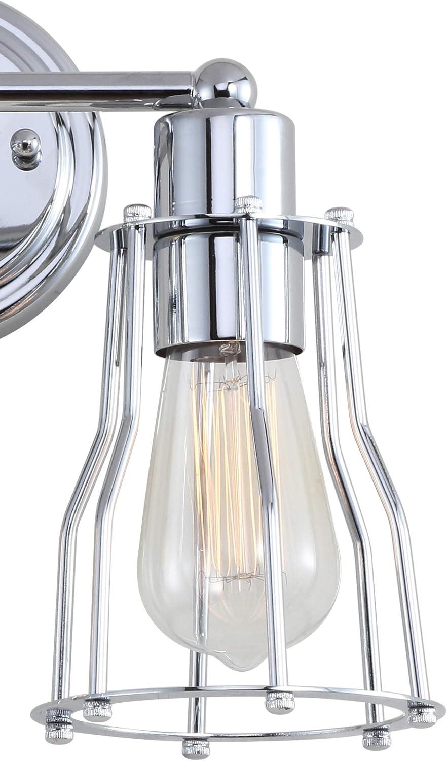 imageJONATHAN Y JYL7415A Evelyn 513quot 1Light Metal Industrial Vanity Light Contemporary Transitional Reversible 2200K Edison 25W Bulb Included for Bathroom Hallway Living Room Bedroom Mirror ChromeChrome