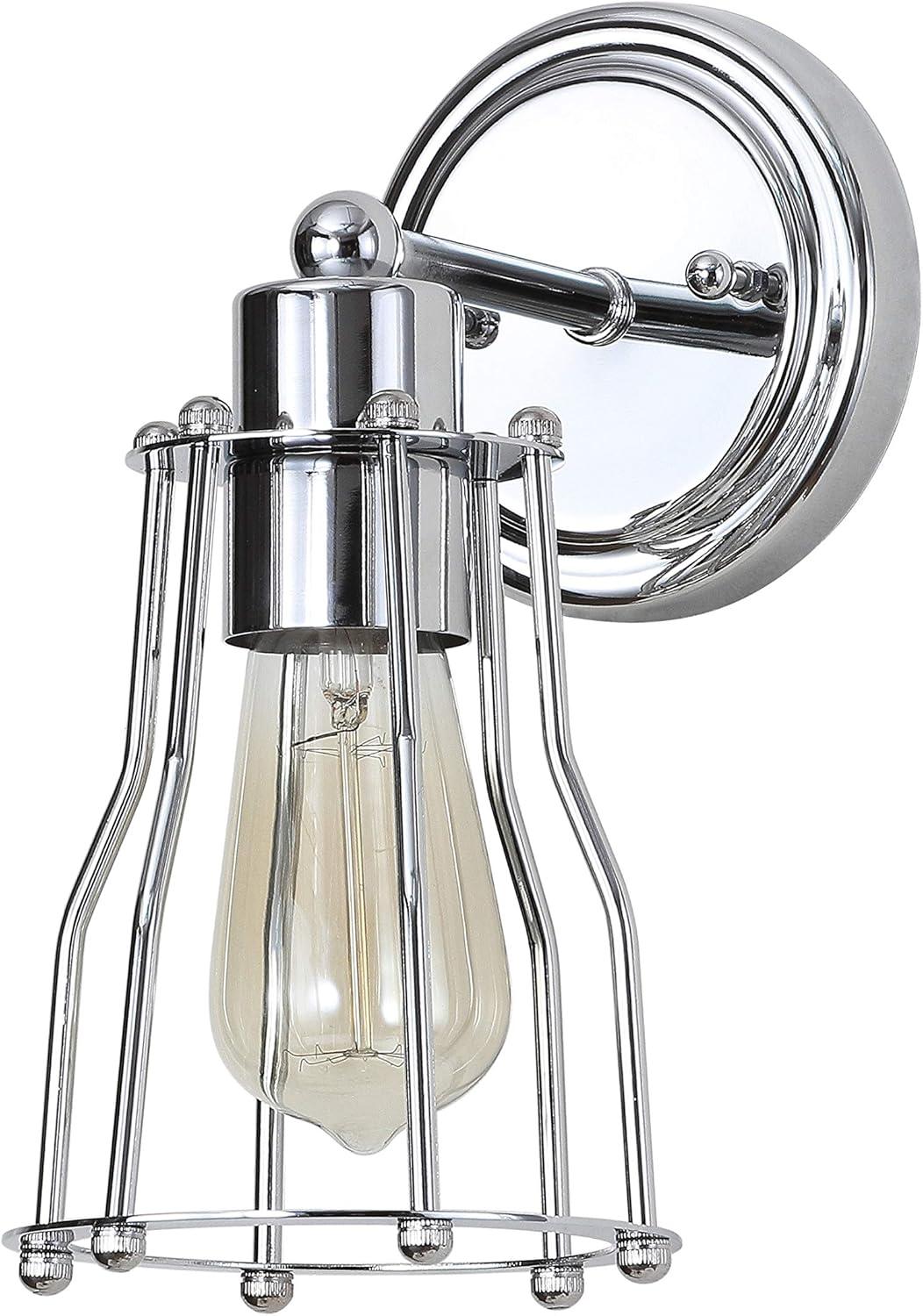 imageJONATHAN Y JYL7415A Evelyn 513quot 1Light Metal Industrial Vanity Light Contemporary Transitional Reversible 2200K Edison 25W Bulb Included for Bathroom Hallway Living Room Bedroom Mirror ChromeChrome