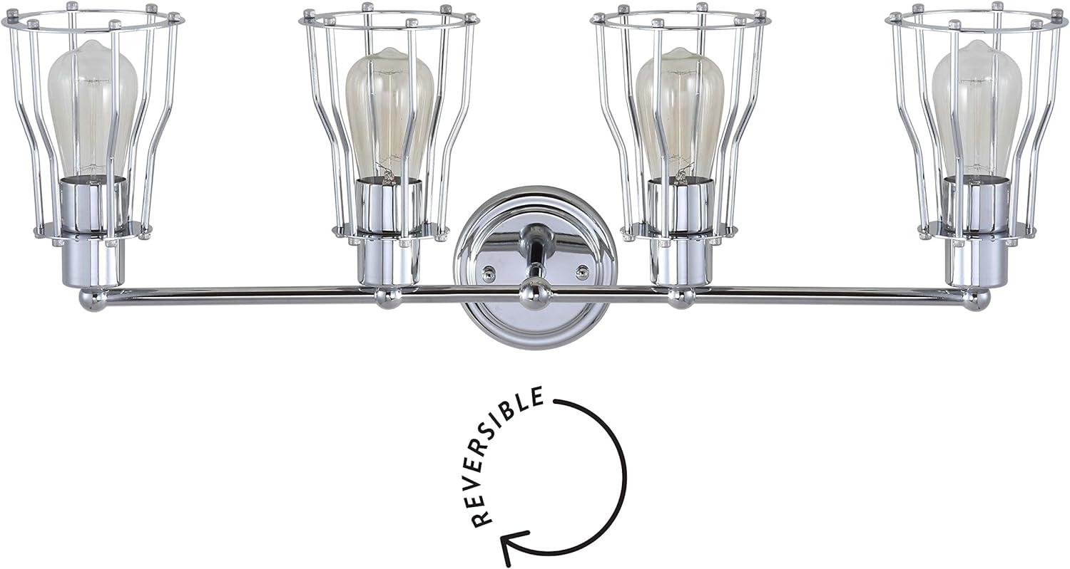 imageJONATHAN Y JYL7415A Evelyn 513quot 1Light Metal Industrial Vanity Light Contemporary Transitional Reversible 2200K Edison 25W Bulb Included for Bathroom Hallway Living Room Bedroom Mirror ChromeChrome