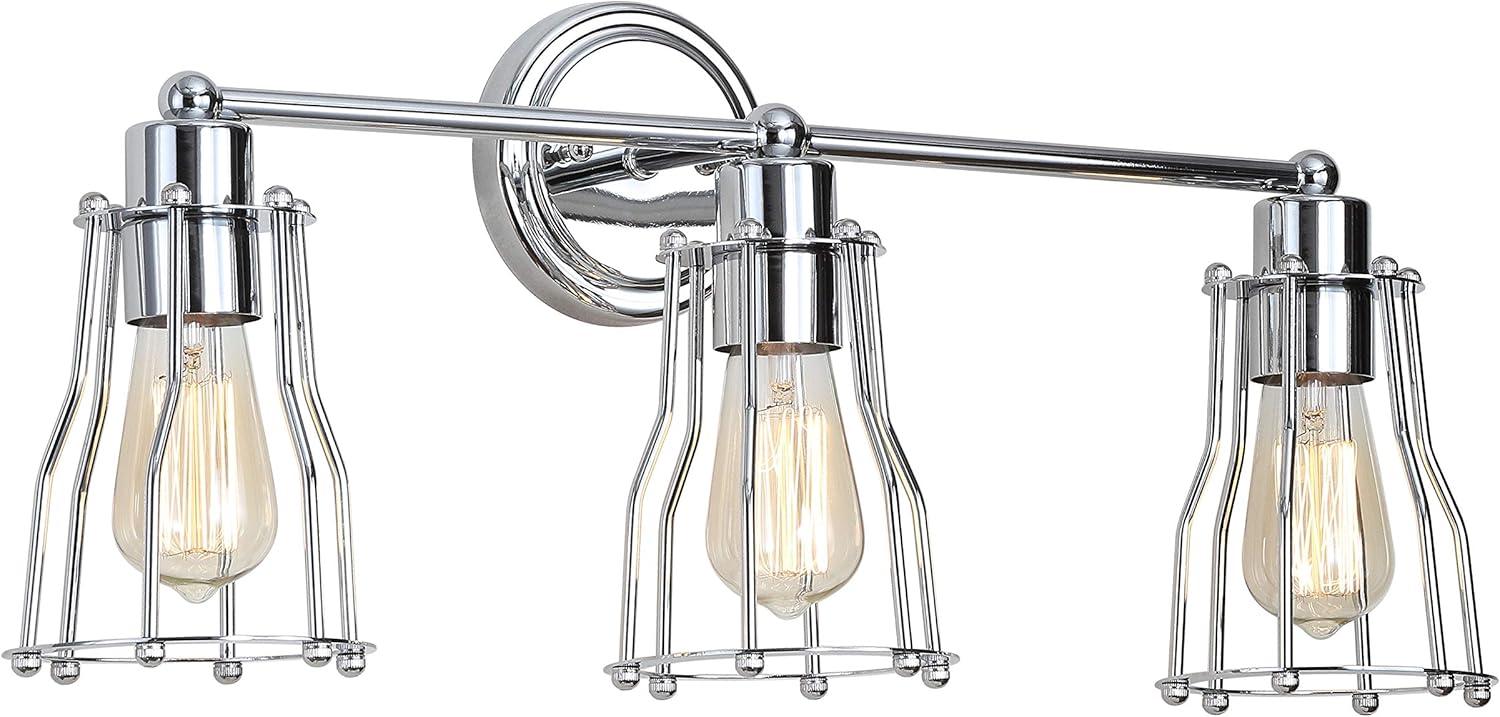 imageJONATHAN Y JYL7415A Evelyn 513quot 1Light Metal Industrial Vanity Light Contemporary Transitional Reversible 2200K Edison 25W Bulb Included for Bathroom Hallway Living Room Bedroom Mirror ChromeChrome