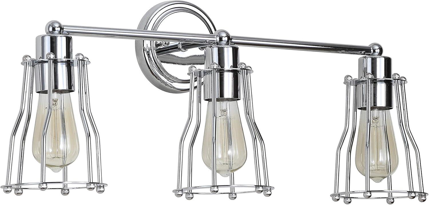 imageJONATHAN Y JYL7415A Evelyn 513quot 1Light Metal Industrial Vanity Light Contemporary Transitional Reversible 2200K Edison 25W Bulb Included for Bathroom Hallway Living Room Bedroom Mirror ChromeChrome