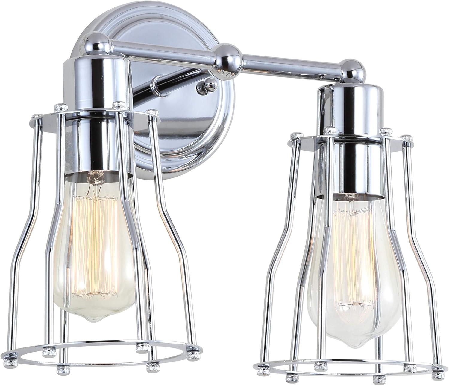 imageJONATHAN Y JYL7415A Evelyn 513quot 1Light Metal Industrial Vanity Light Contemporary Transitional Reversible 2200K Edison 25W Bulb Included for Bathroom Hallway Living Room Bedroom Mirror ChromeChrome