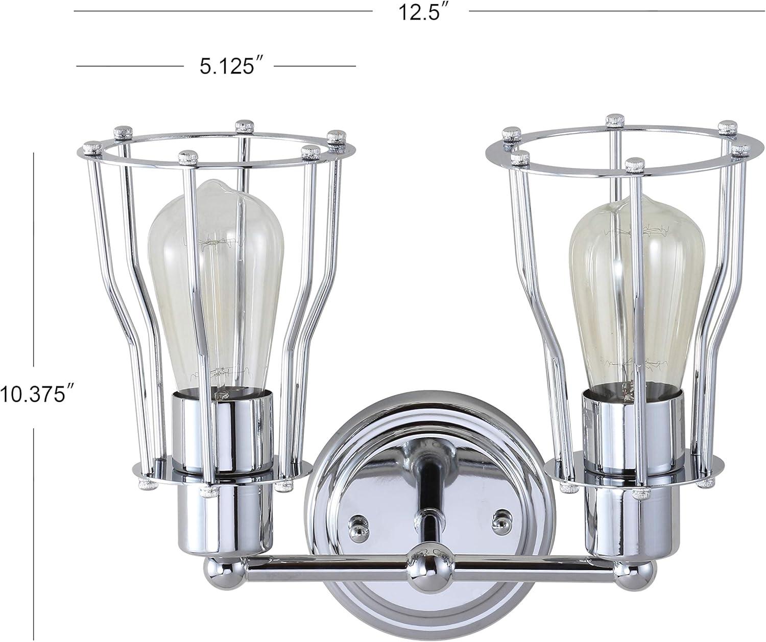 imageJONATHAN Y JYL7415A Evelyn 513quot 1Light Metal Industrial Vanity Light Contemporary Transitional Reversible 2200K Edison 25W Bulb Included for Bathroom Hallway Living Room Bedroom Mirror ChromeChrome