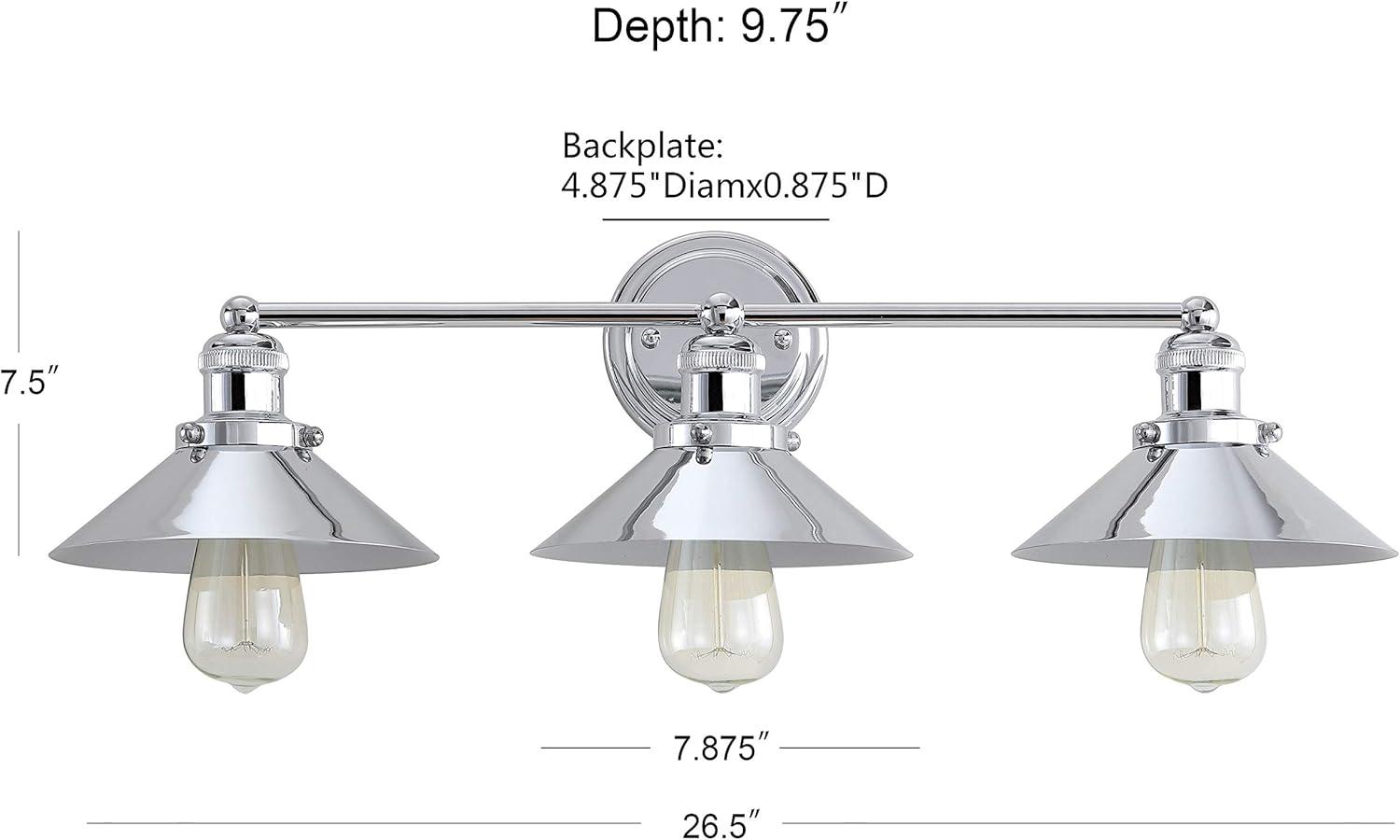 imageJONATHAN Y JYL7424A June 175quot 2Light Metal Shade Farmhouse Sconce Contemporary Transitional 2200K Edison 25W Bulbs Included for Bedroom Living Room Bathroom Vanity Lighting ChromeChrome