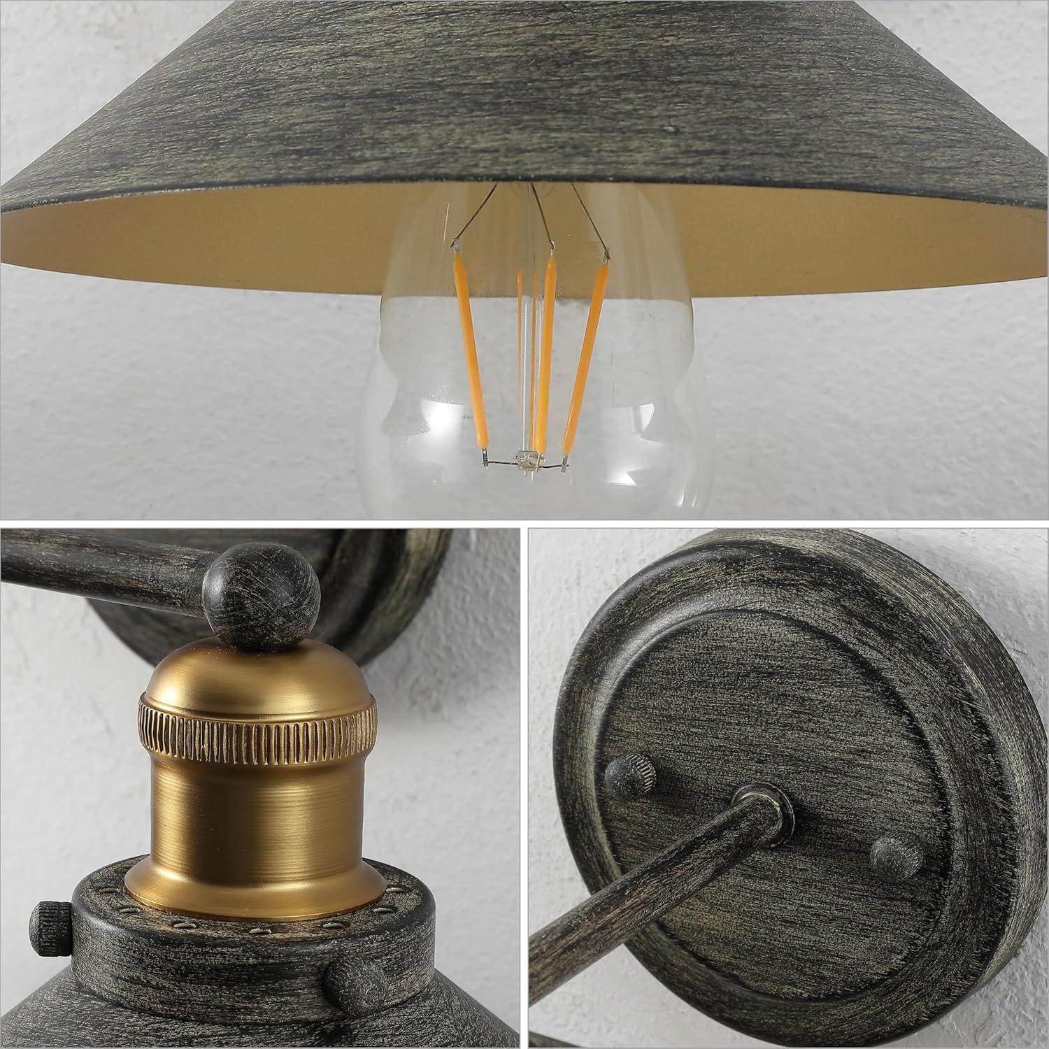 imageJONATHAN Y JYL7424A June 175quot 2Light Metal Shade Farmhouse Sconce Contemporary Transitional 2200K Edison 25W Bulbs Included for Bedroom Living Room Bathroom Vanity Lighting ChromeRustic Dark GrayBrass Gold
