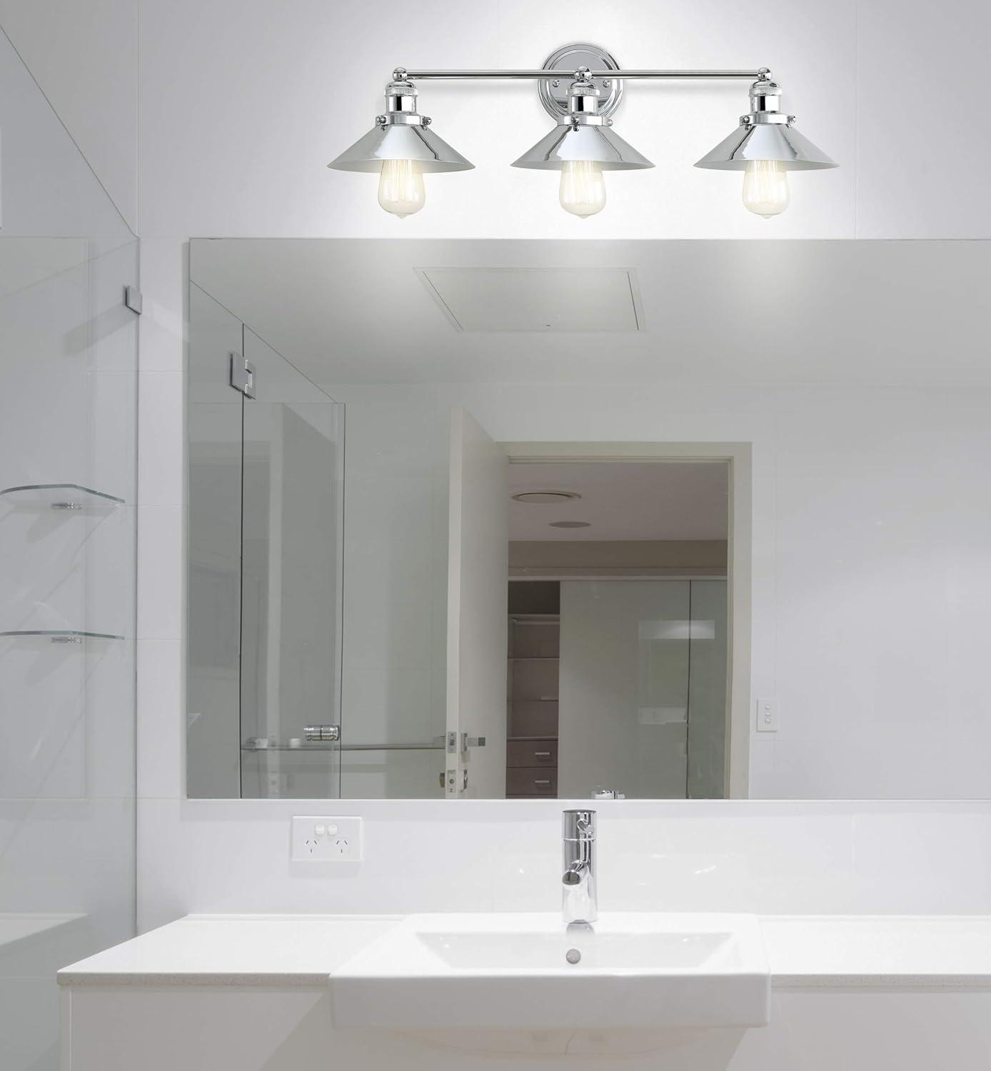 imageJONATHAN Y JYL7424A June 175quot 2Light Metal Shade Farmhouse Sconce Contemporary Transitional 2200K Edison 25W Bulbs Included for Bedroom Living Room Bathroom Vanity Lighting ChromeChrome