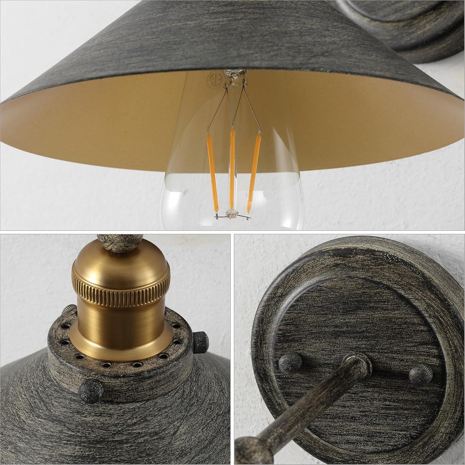 imageJONATHAN Y JYL7429A August 78quot 1Light Metal Shade Farmhouse Sconce Contemporary Transitional 2200K Edison 25W Bulb Included for Bedroom Living Room Bathroom Vanity Lighting Brass GoldRustic Dark GrayBrass Gold