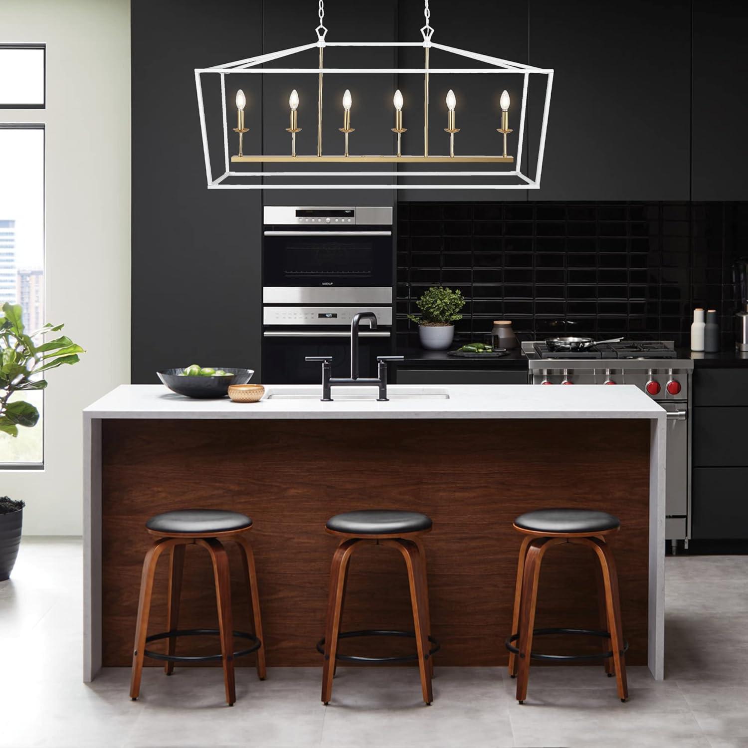 imageJONATHAN Y JYL7439B Pagoda Lantern Dimmable Adjustable Metal LED Pendant Classic Traditional Farmhouse Dining Room Living Room Kitchen Foyer Bedroom Hallway 49 in Antique GoldWhite