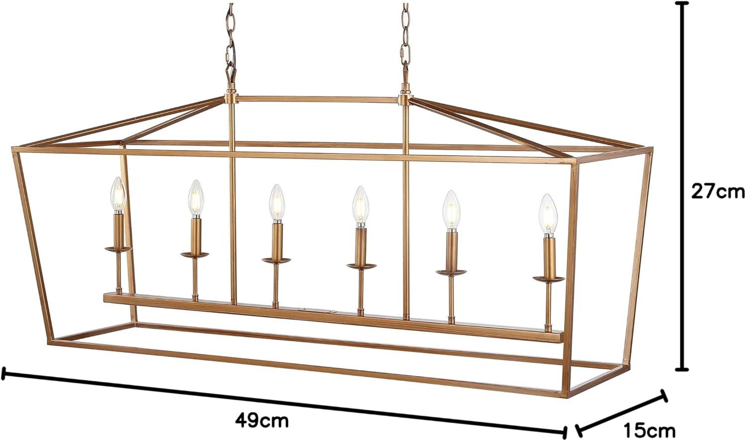 imageJONATHAN Y JYL7439B Pagoda Lantern Dimmable Adjustable Metal LED Pendant Classic Traditional Farmhouse Dining Room Living Room Kitchen Foyer Bedroom Hallway 49 in Antique GoldAntique Gold