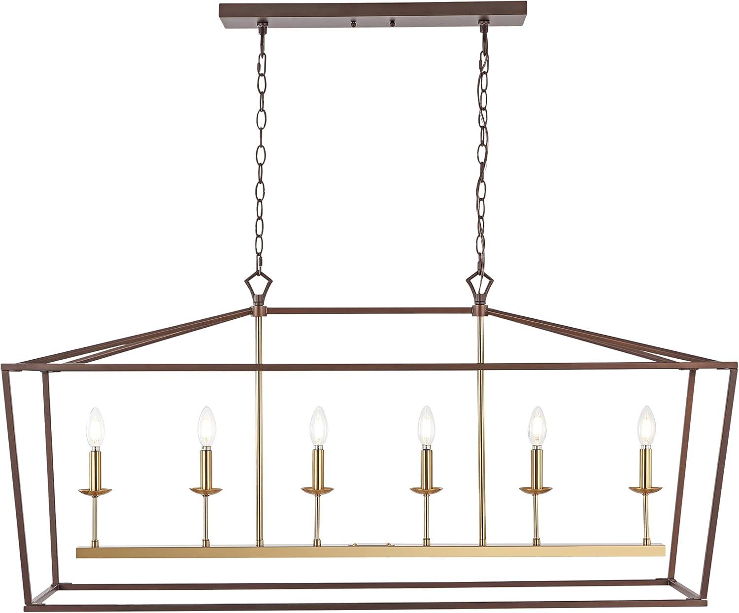 imageJONATHAN Y JYL7439B Pagoda Lantern Dimmable Adjustable Metal LED Pendant Classic Traditional Farmhouse Dining Room Living Room Kitchen Foyer Bedroom Hallway 49 in Antique GoldOil Rubbed BronzeBrass Gold