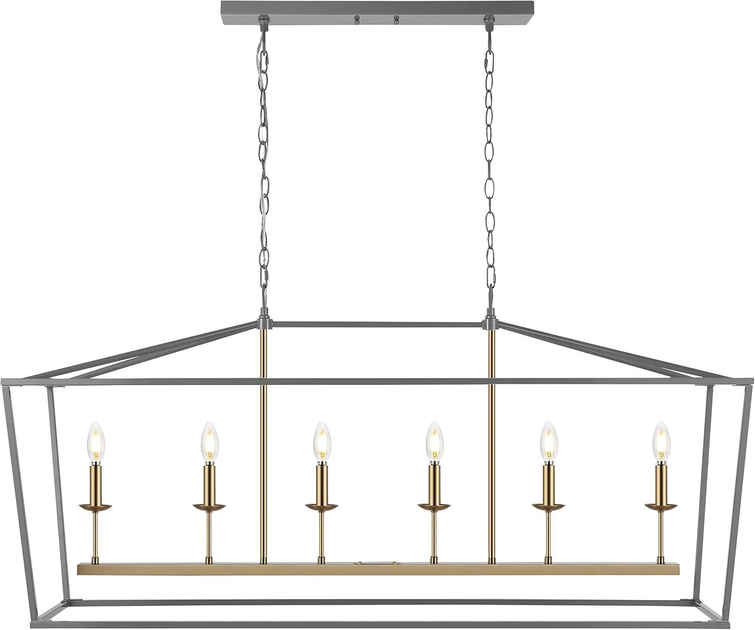 imageJONATHAN Y JYL7439B Pagoda Lantern Dimmable Adjustable Metal LED Pendant Classic Traditional Farmhouse Dining Room Living Room Kitchen Foyer Bedroom Hallway 49 in Antique GoldGray