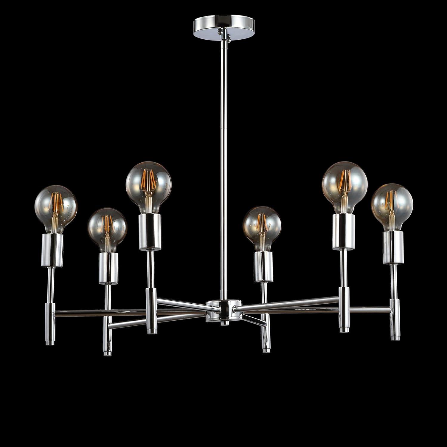 imageJONATHAN Y JYL7458A Turing 285quot Adjustable Height Metal LED PendantContemporary Dimmable Dining Room Living Room Kitchen Foyer Bedroom Chrome