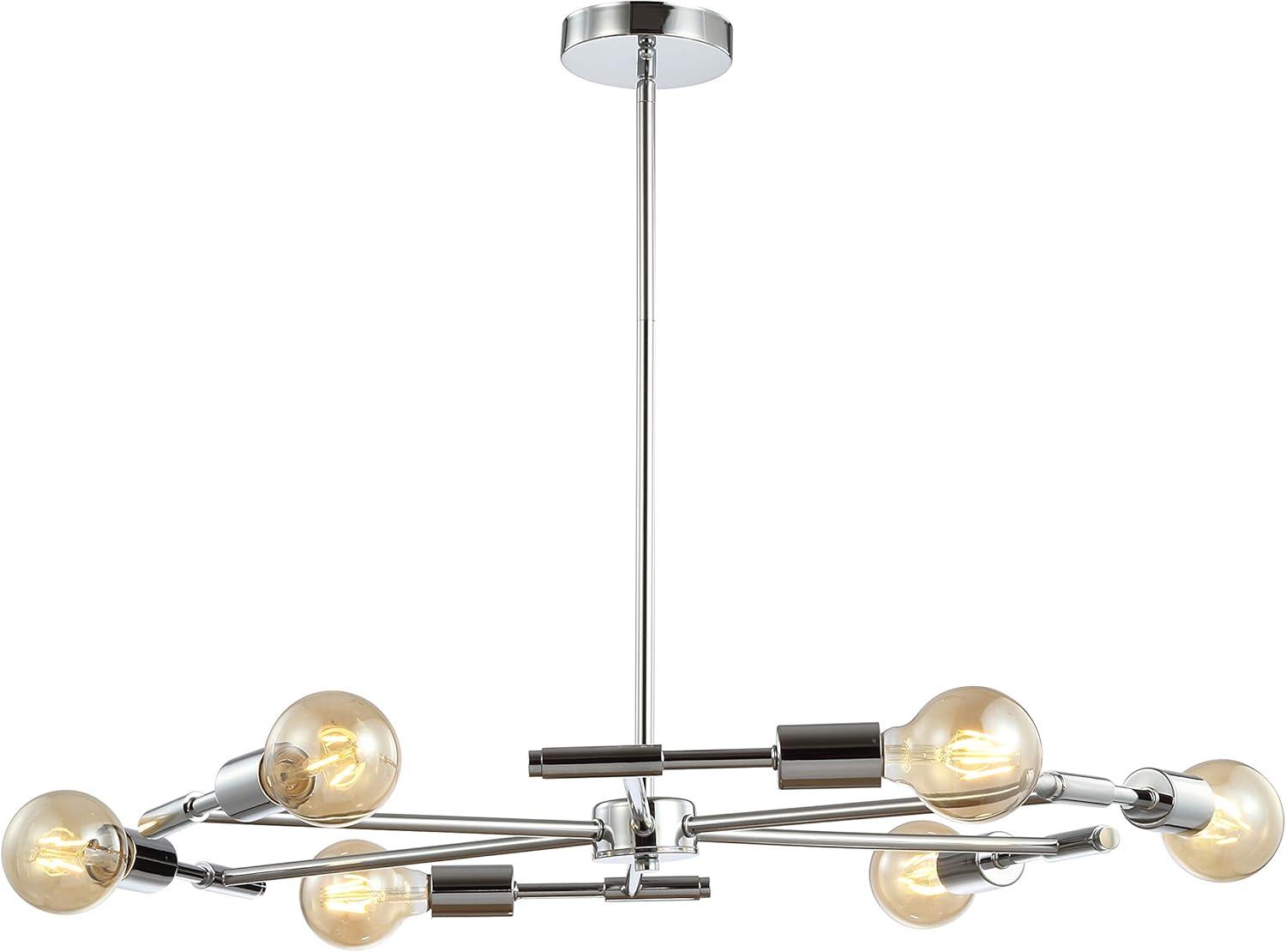 imageJONATHAN Y JYL7458A Turing 285quot Adjustable Height Metal LED PendantContemporary Dimmable Dining Room Living Room Kitchen Foyer Bedroom Chrome