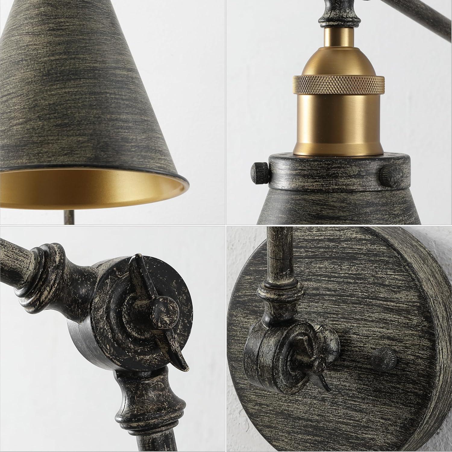 imageJONATHAN Y JYL7461A Rover 7quot Farmhouse Industrial Adjustable Arm Metal LED Wall Sconce Rustic Bohemian 2700K LED 4W Bulb for Entryway Lobby Kitchen Bathroom Bedroom Living Room Hallway Brass GoldRustic Dark GrayBrass Gold