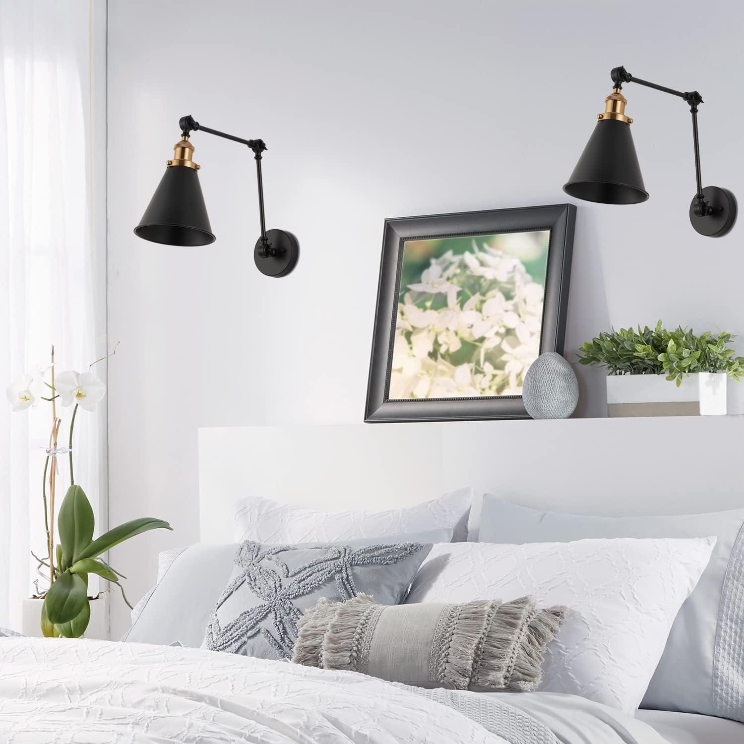 imageJONATHAN Y JYL7461A Rover 7quot Farmhouse Industrial Adjustable Arm Metal LED Wall Sconce Rustic Bohemian 2700K LED 4W Bulb for Entryway Lobby Kitchen Bathroom Bedroom Living Room Hallway Brass GoldBlack