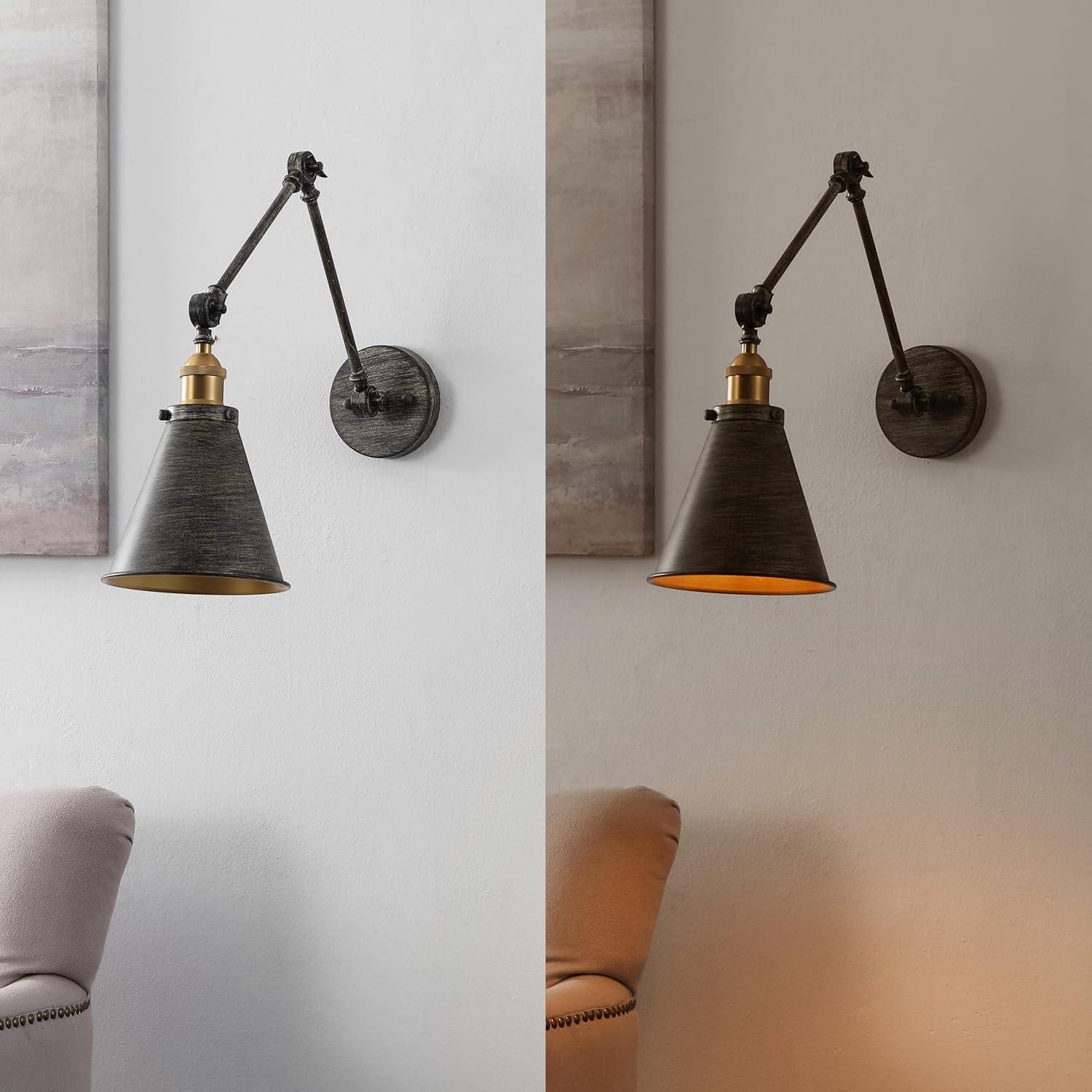 imageJONATHAN Y JYL7461A Rover 7quot Farmhouse Industrial Adjustable Arm Metal LED Wall Sconce Rustic Bohemian 2700K LED 4W Bulb for Entryway Lobby Kitchen Bathroom Bedroom Living Room Hallway Brass GoldRustic Dark GrayBrass Gold