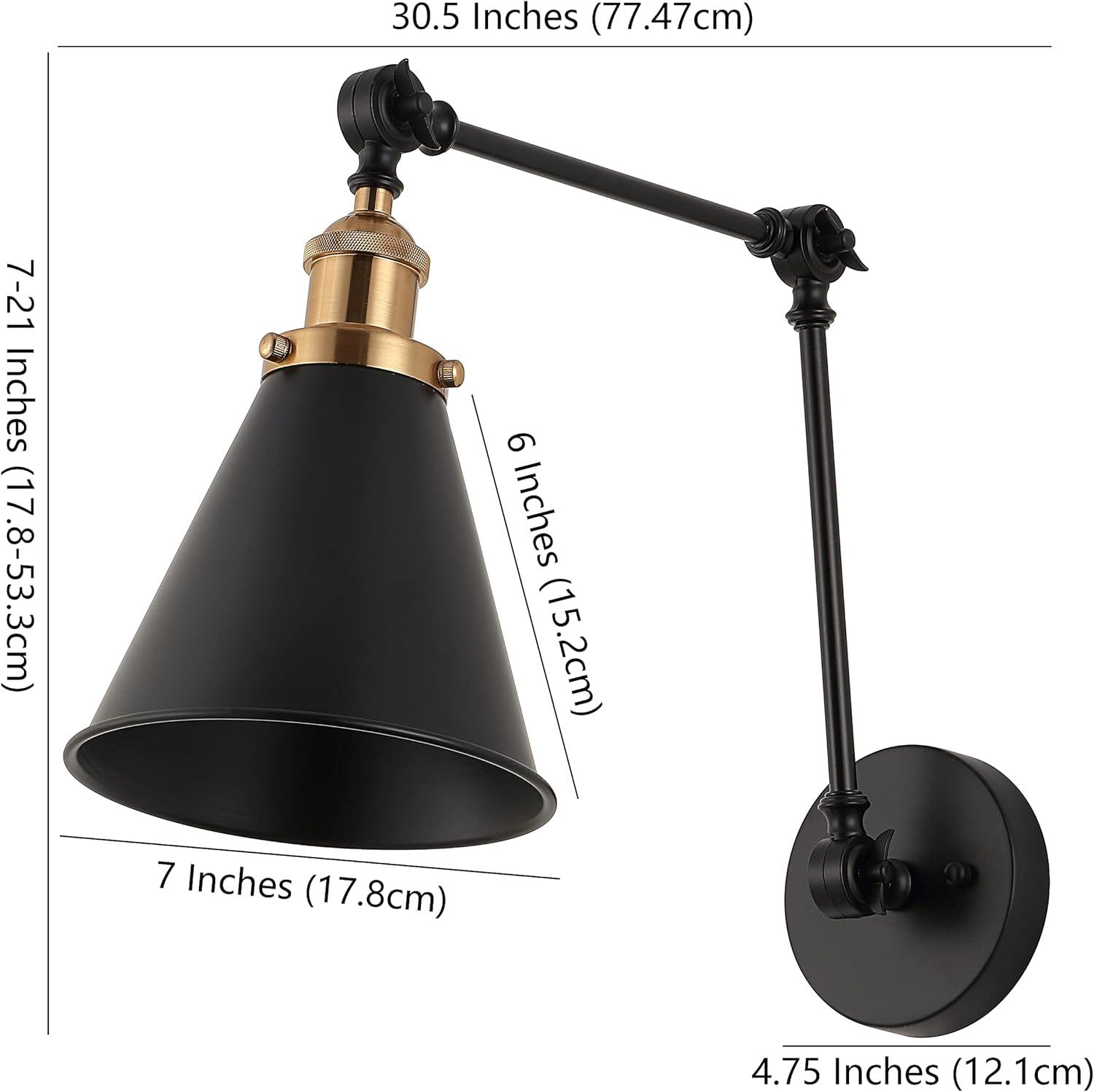 imageJONATHAN Y JYL7461A Rover 7quot Farmhouse Industrial Adjustable Arm Metal LED Wall Sconce Rustic Bohemian 2700K LED 4W Bulb for Entryway Lobby Kitchen Bathroom Bedroom Living Room Hallway Brass GoldBlack