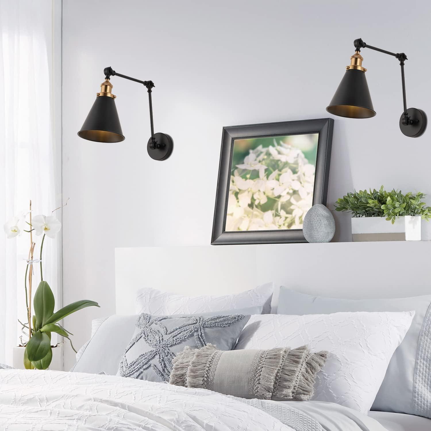 imageJONATHAN Y JYL7461A Rover 7quot Farmhouse Industrial Adjustable Arm Metal LED Wall Sconce Rustic Bohemian 2700K LED 4W Bulb for Entryway Lobby Kitchen Bathroom Bedroom Living Room Hallway Brass GoldBlack