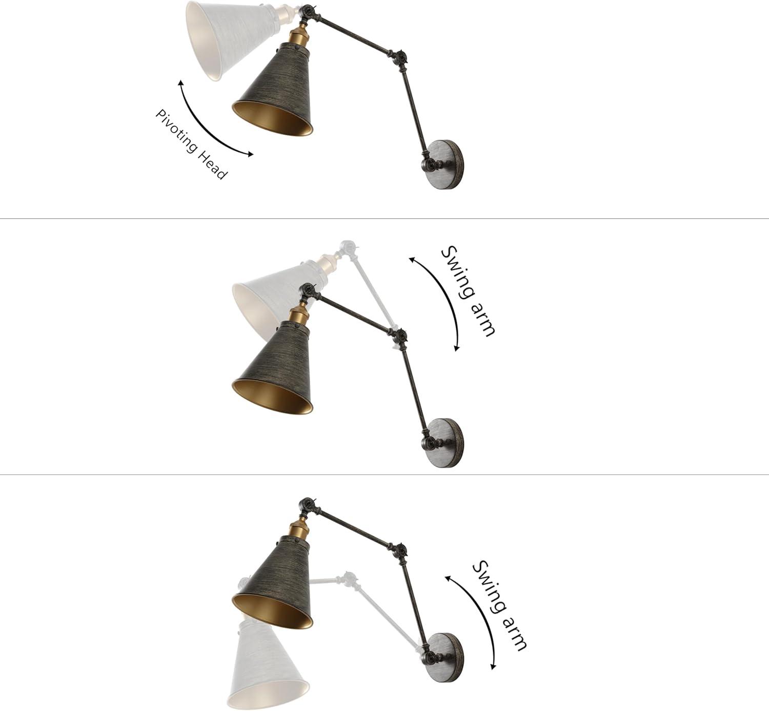 imageJONATHAN Y JYL7461A Rover 7quot Farmhouse Industrial Adjustable Arm Metal LED Wall Sconce Rustic Bohemian 2700K LED 4W Bulb for Entryway Lobby Kitchen Bathroom Bedroom Living Room Hallway Brass GoldRustic Dark GrayBrass Gold