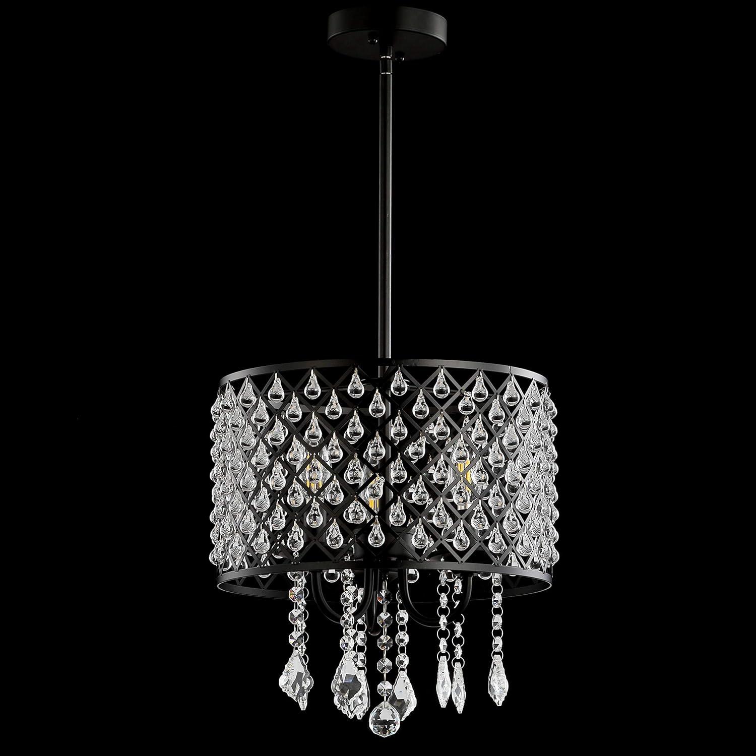 imageJONATHAN Y JYL7464A Gigi 17quot MetalCrystal Adjustable LED Drop Pendant Glam Contemporary Dimmable Dining Room Living Room Kitchen Foyer Black13 in