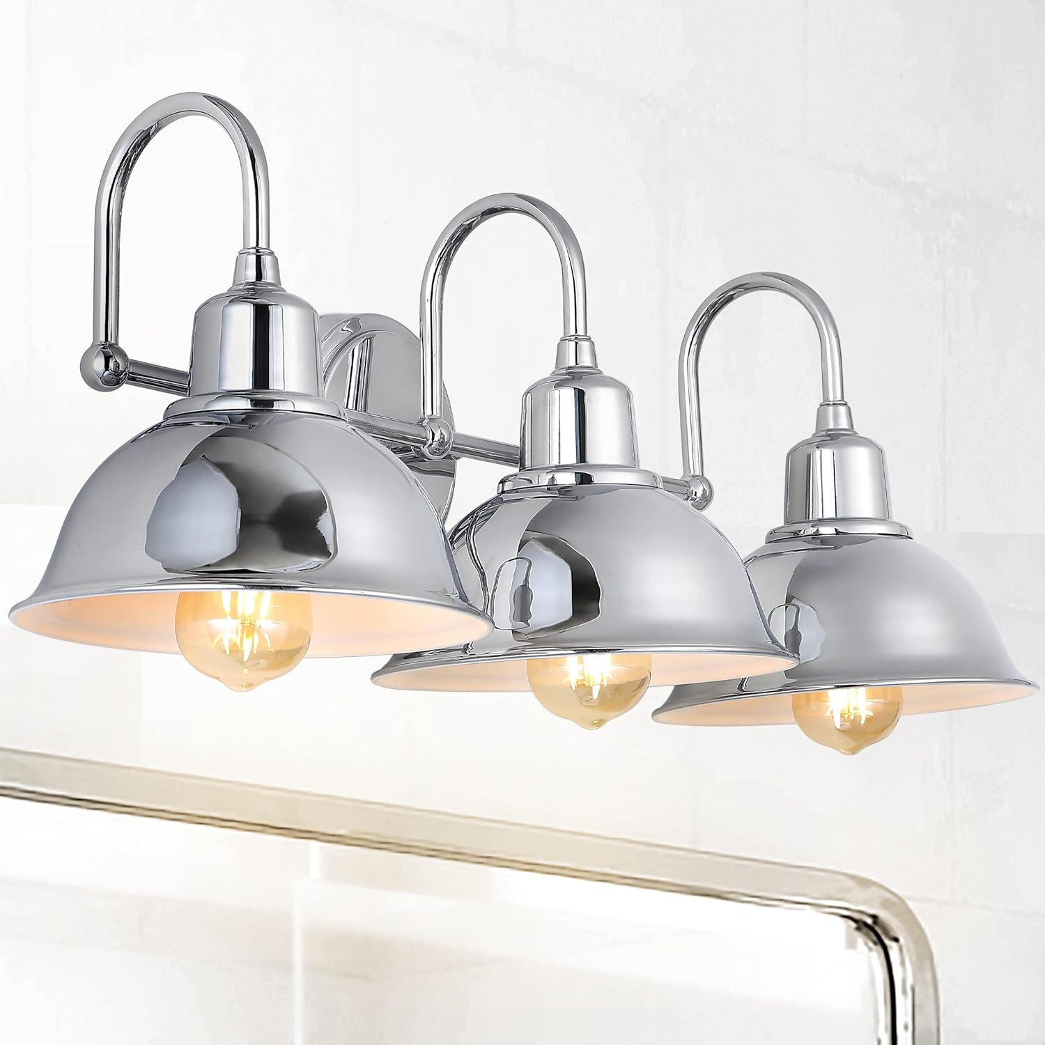 imageJONATHAN Y JYL7481B Frisco 8quot 1 Light Farmhouse Industrial Iron LED Vanity Rustic Transitional 2700K Cozy Warm Light for Bathroom Mirror Cabinet Oil Rubbed Bronze1 BulbChrome