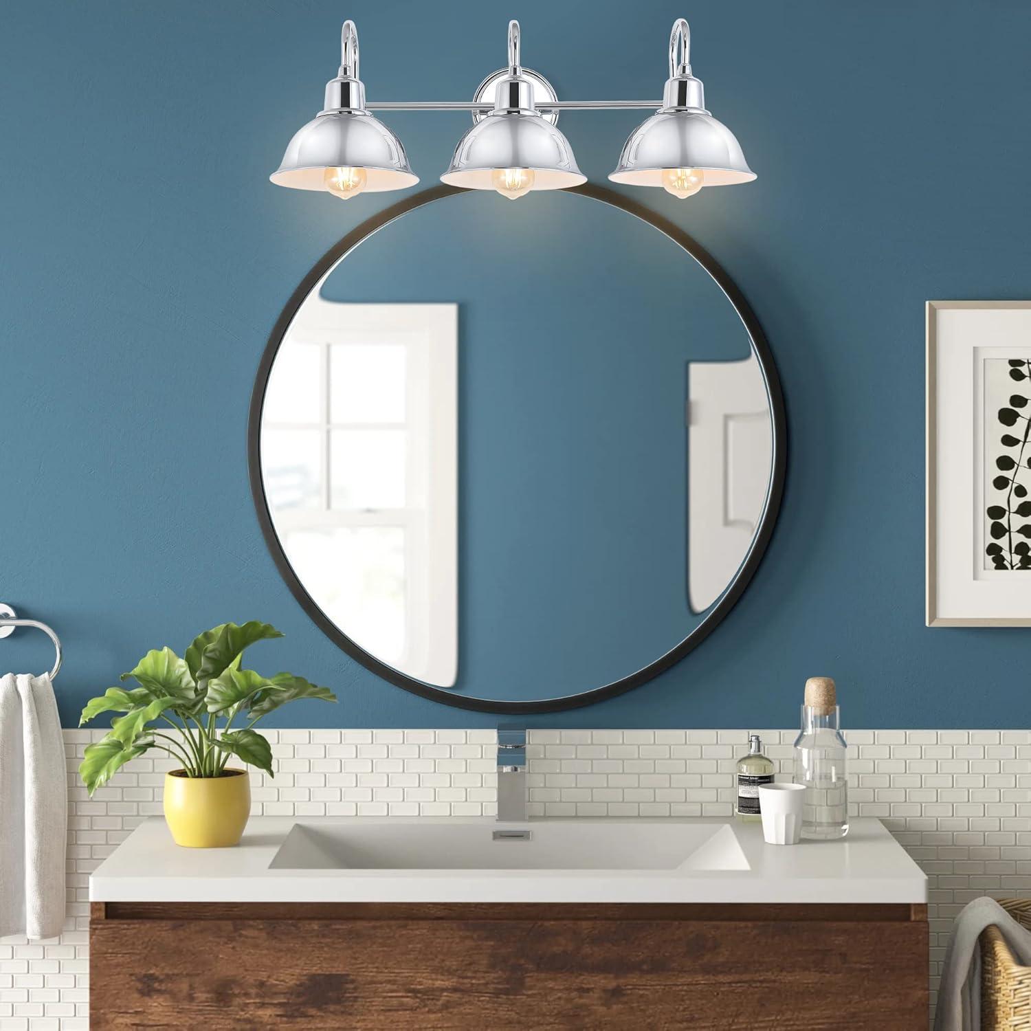 imageJONATHAN Y JYL7481B Frisco 8quot 1 Light Farmhouse Industrial Iron LED Vanity Rustic Transitional 2700K Cozy Warm Light for Bathroom Mirror Cabinet Oil Rubbed Bronze1 BulbChrome