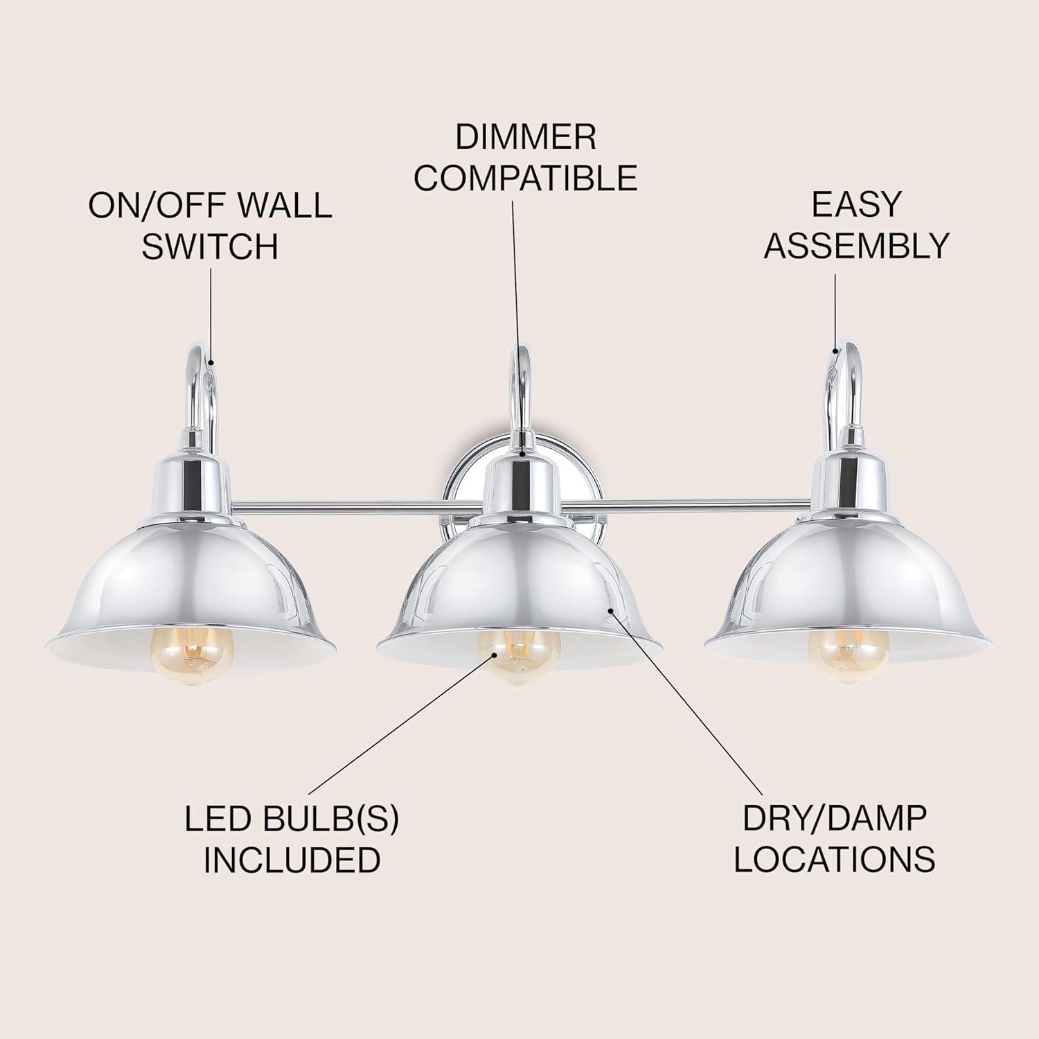 imageJONATHAN Y JYL7481B Frisco 8quot 1 Light Farmhouse Industrial Iron LED Vanity Rustic Transitional 2700K Cozy Warm Light for Bathroom Mirror Cabinet Oil Rubbed Bronze1 BulbChrome