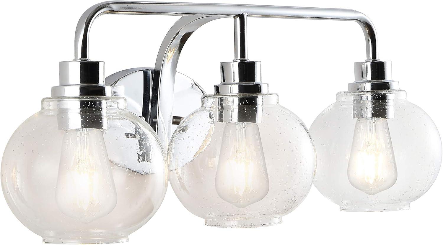 imageJONATHAN Y JYL7526B Sandrine 65quot 1Light IronSeeded Glass Cottage Rustic LED Vanity Light Classic 2700K LED 4W Bulb Entryway Lobby Kitchen Bathroom Bedroom Living Room Hallway ChromeChrome