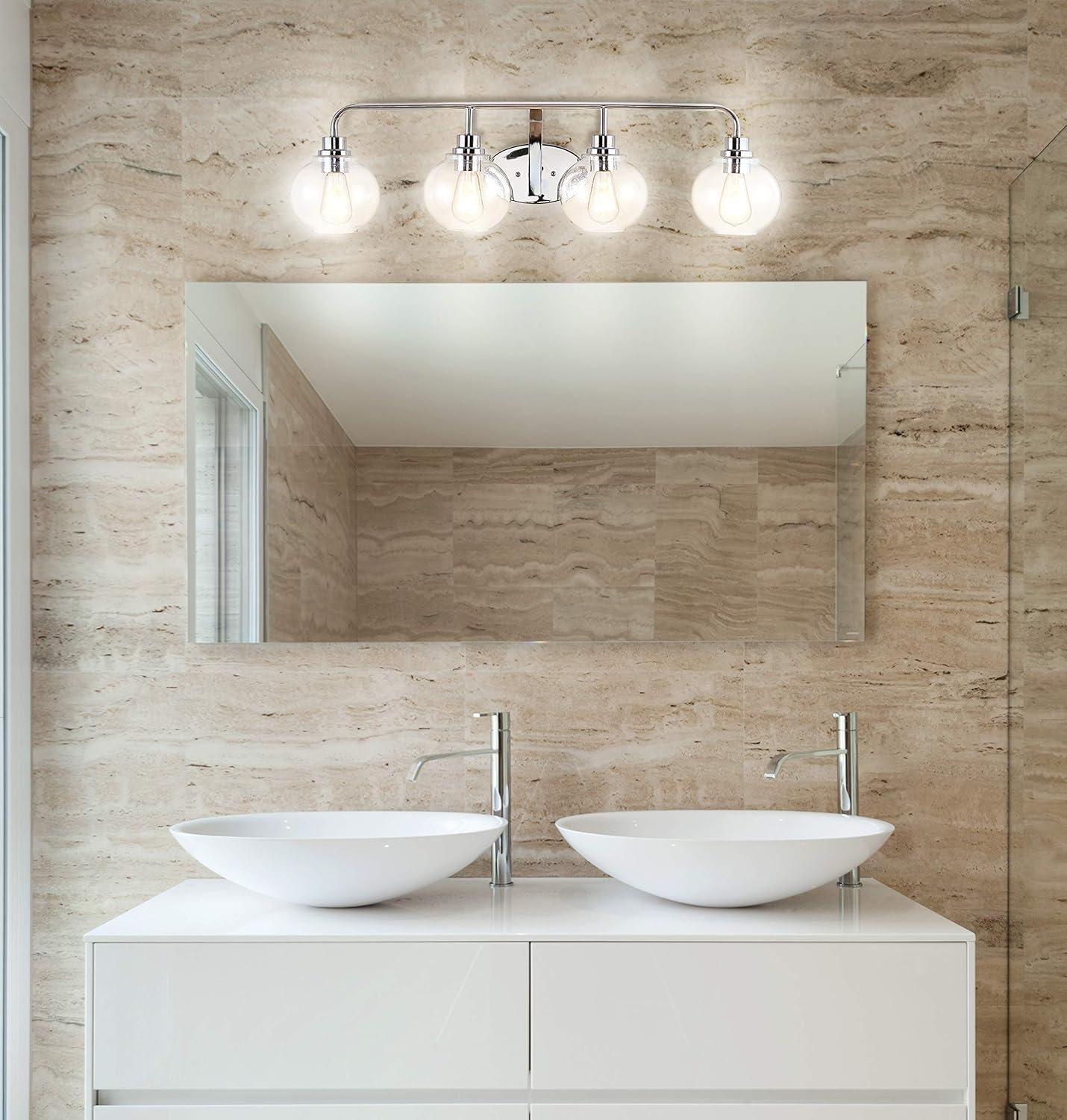 imageJONATHAN Y JYL7526B Sandrine 65quot 1Light IronSeeded Glass Cottage Rustic LED Vanity Light Classic 2700K LED 4W Bulb Entryway Lobby Kitchen Bathroom Bedroom Living Room Hallway ChromeChrome