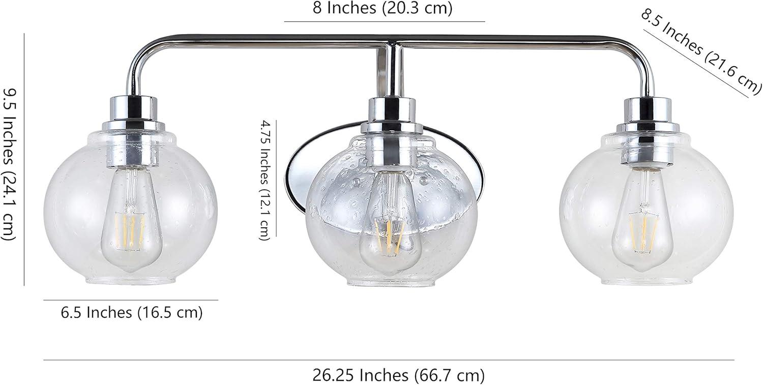 imageJONATHAN Y JYL7526B Sandrine 65quot 1Light IronSeeded Glass Cottage Rustic LED Vanity Light Classic 2700K LED 4W Bulb Entryway Lobby Kitchen Bathroom Bedroom Living Room Hallway ChromeChrome