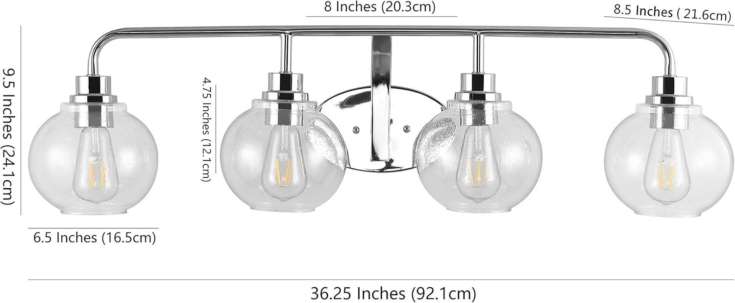 imageJONATHAN Y JYL7526B Sandrine 65quot 1Light IronSeeded Glass Cottage Rustic LED Vanity Light Classic 2700K LED 4W Bulb Entryway Lobby Kitchen Bathroom Bedroom Living Room Hallway ChromeChrome