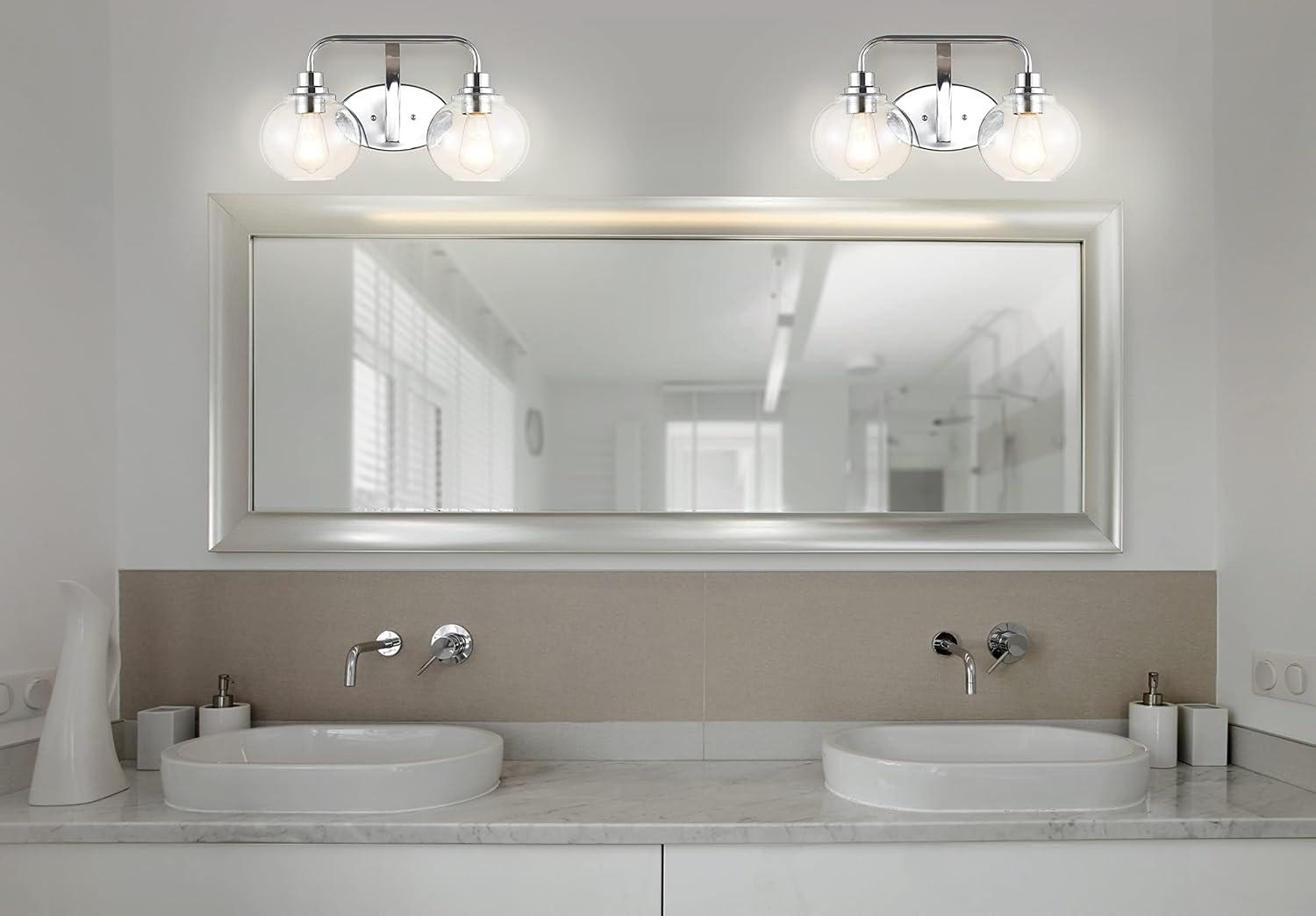 imageJONATHAN Y JYL7526B Sandrine 65quot 1Light IronSeeded Glass Cottage Rustic LED Vanity Light Classic 2700K LED 4W Bulb Entryway Lobby Kitchen Bathroom Bedroom Living Room Hallway ChromeChrome